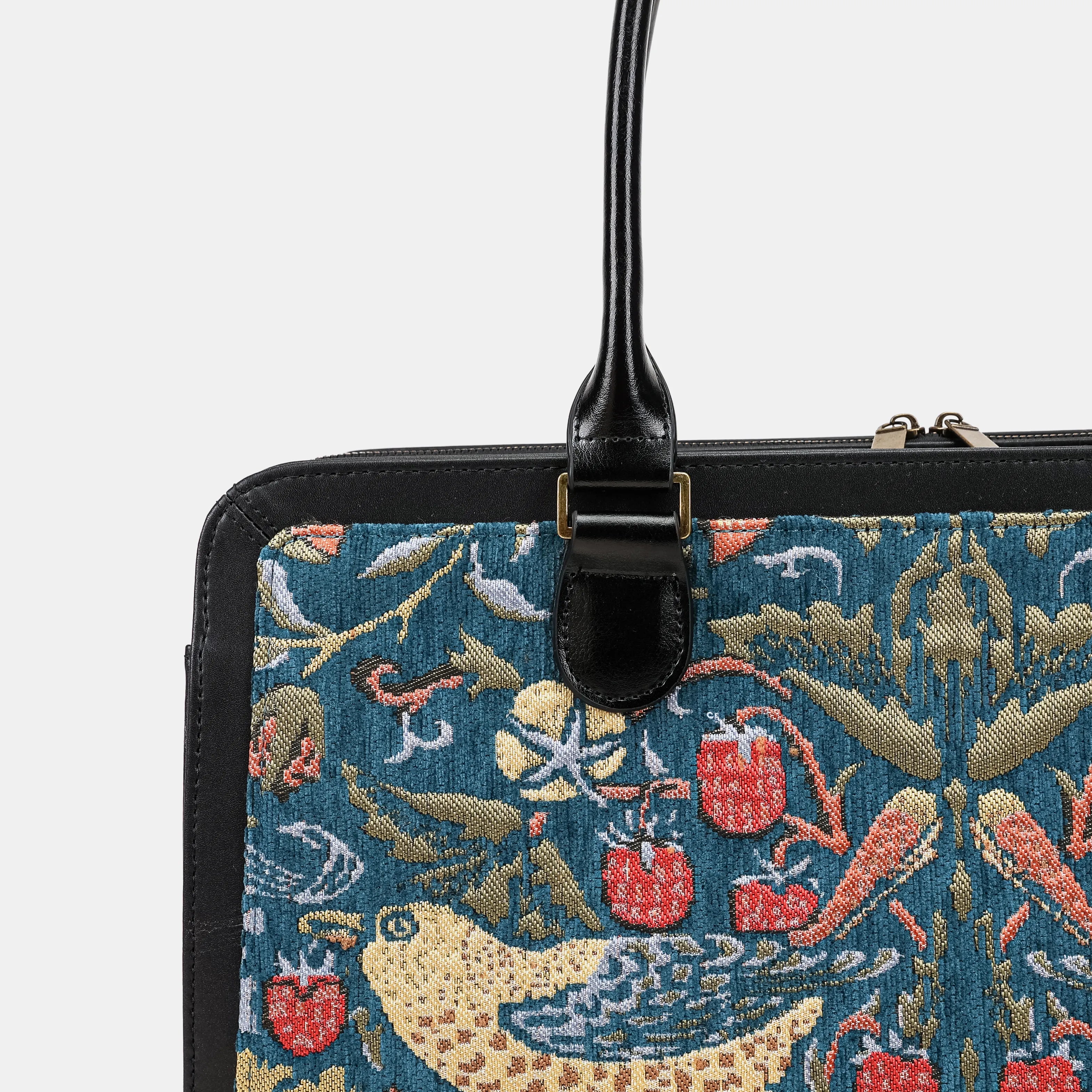 William Morris Strawberry Thief Business Tote Carpetbag of America details
