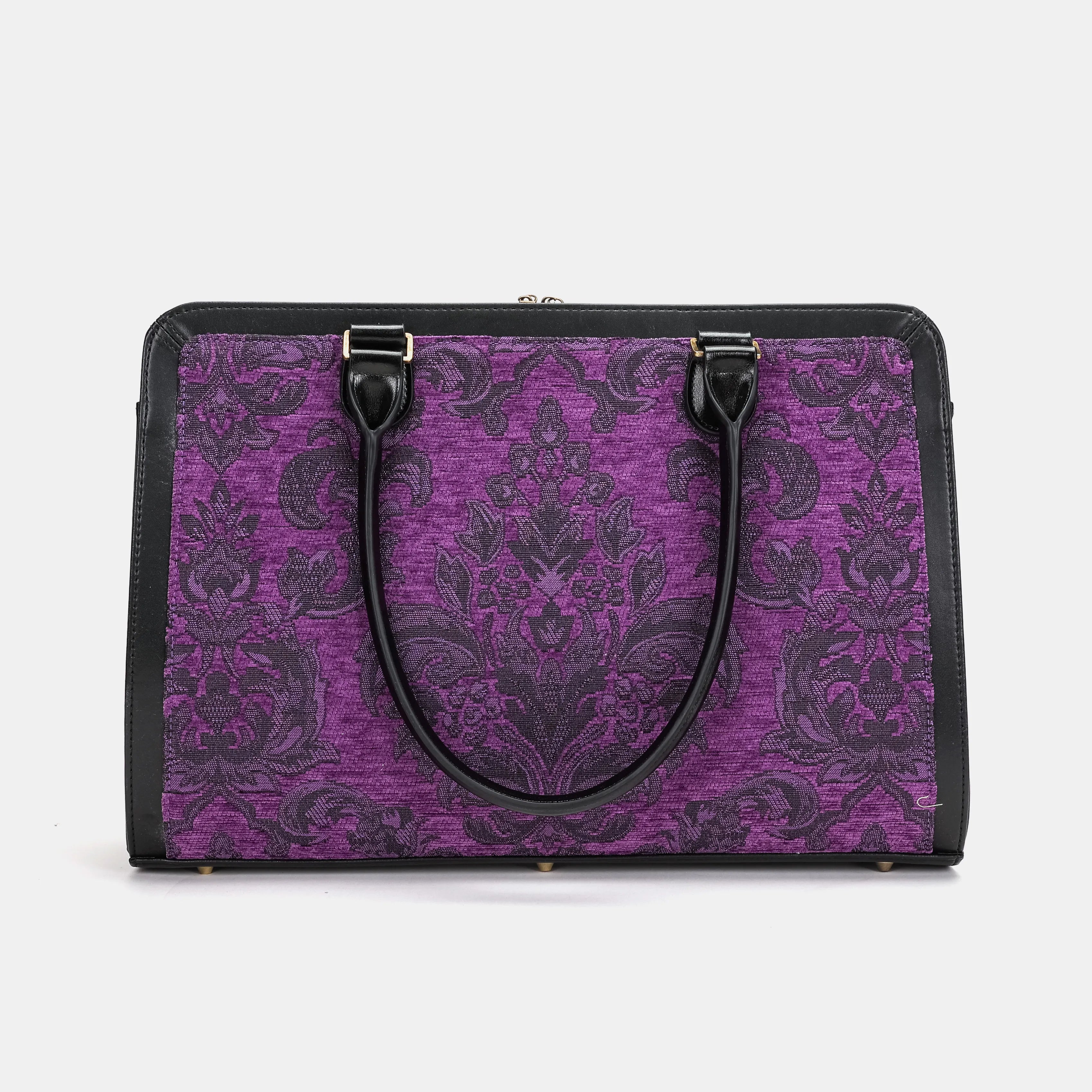 Victorian Blossom Purple Business Tote-handle down