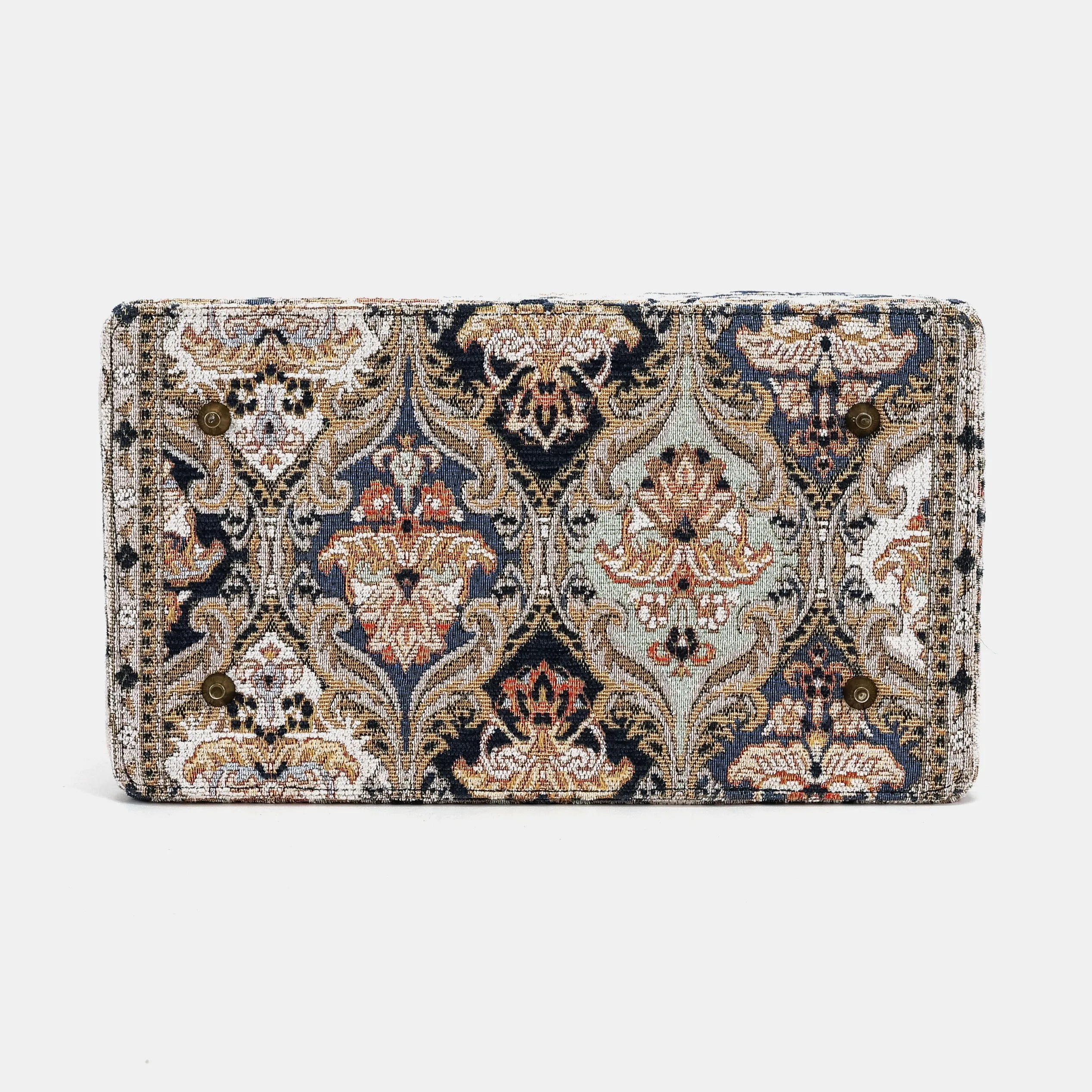Gladstone Bag Carpet Doctor Bag Victorian Weekender Bag Shoulder Frame Bag Genevieve Golden Age Navy Carpetbagger Carpetbag of America bottom