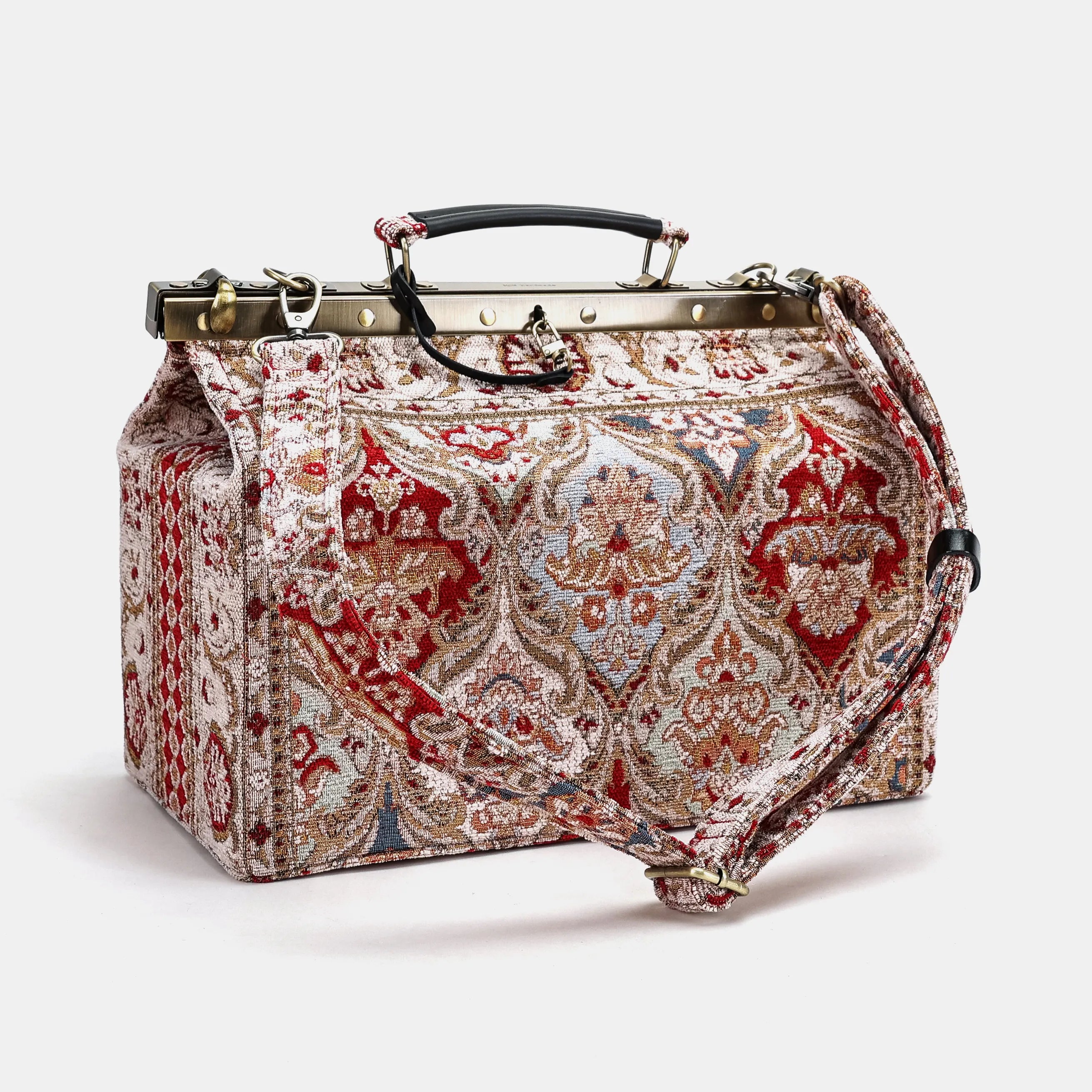 Golden Age Red Genevieve Carpet Gladstone Bag of America with shoulder strap