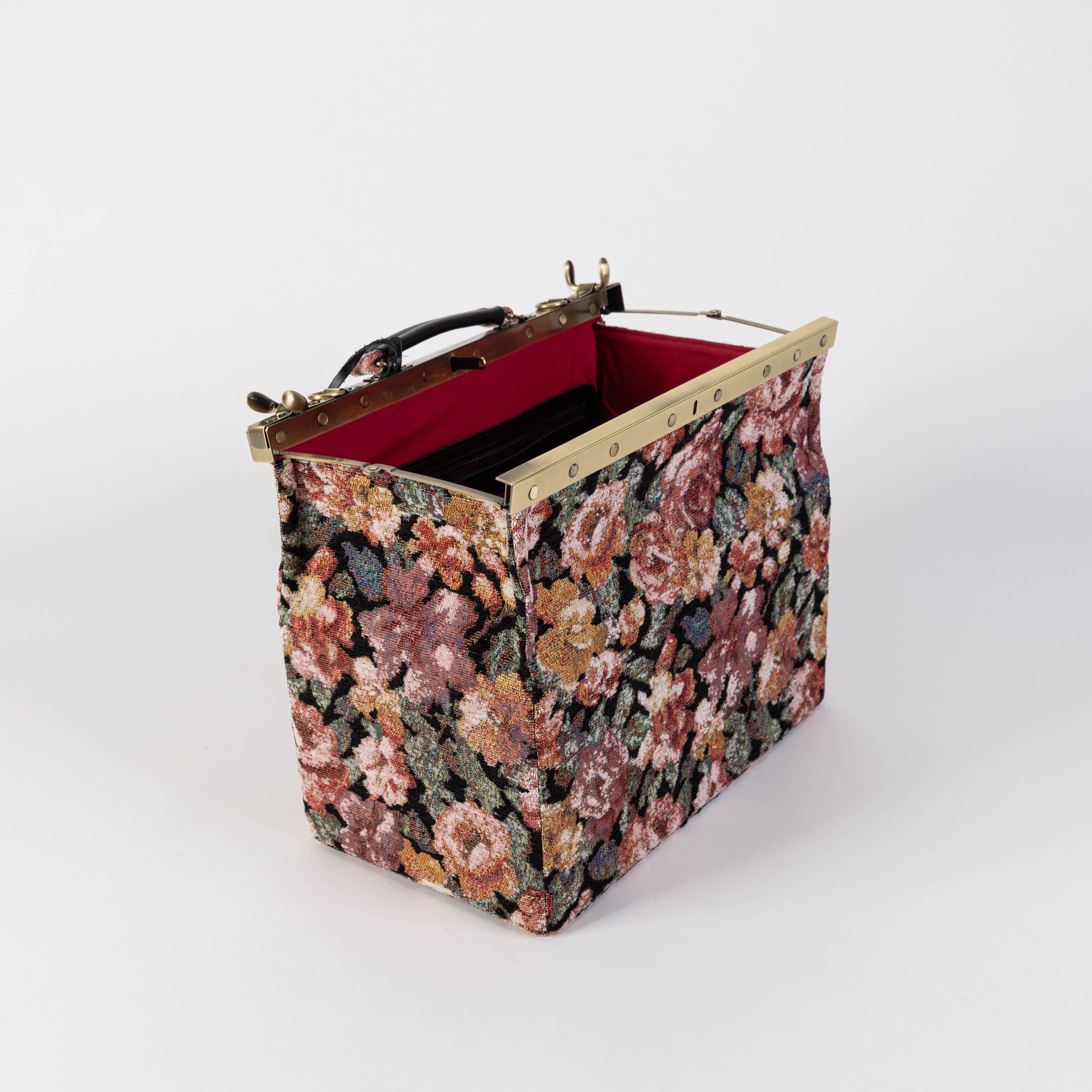 Floral Rose Genevieve Carpet Gladstone Bag Doctor Bag of America open and stand