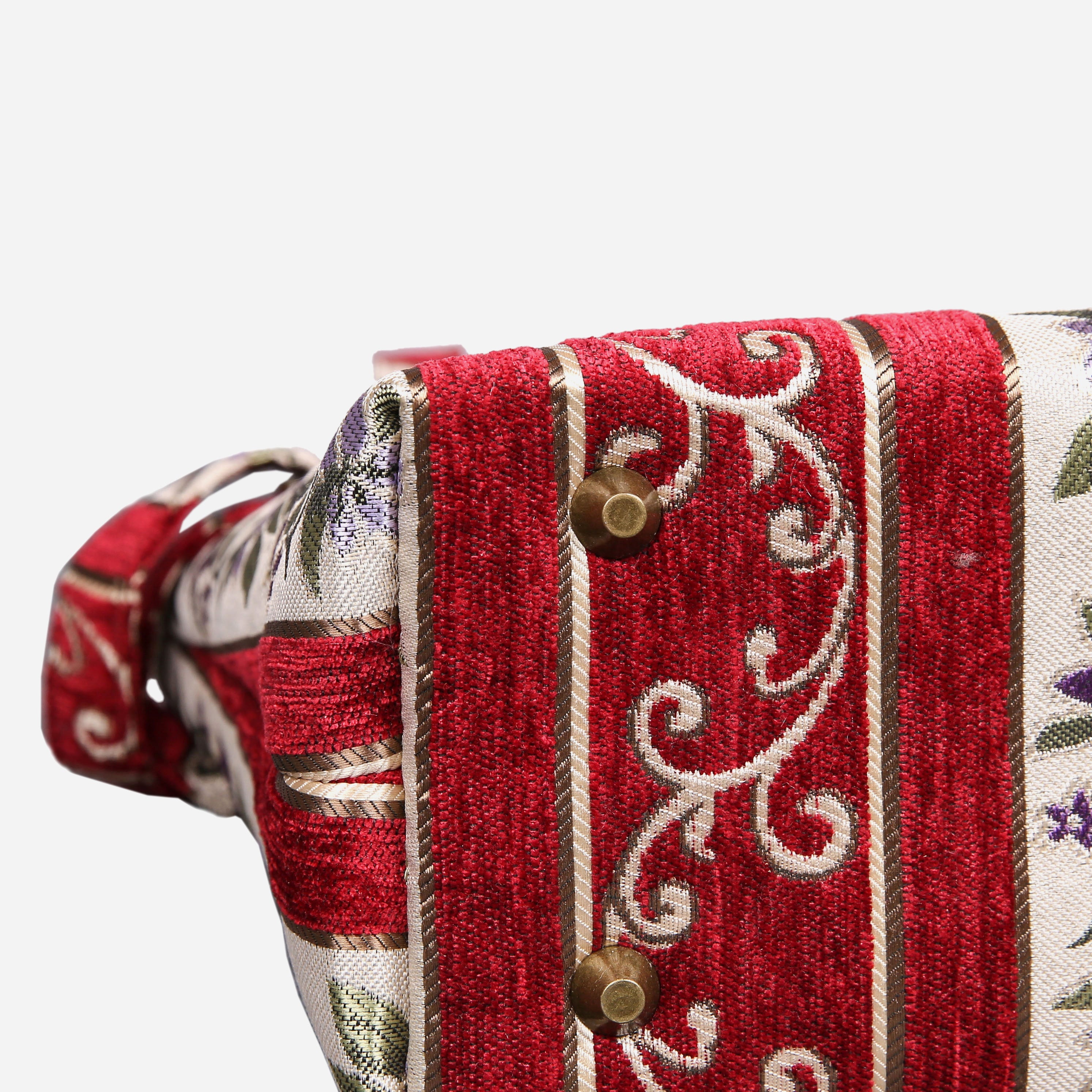 Strips Red Tuck Lock Carpet Satchel carpet bag MCW Handmade-4