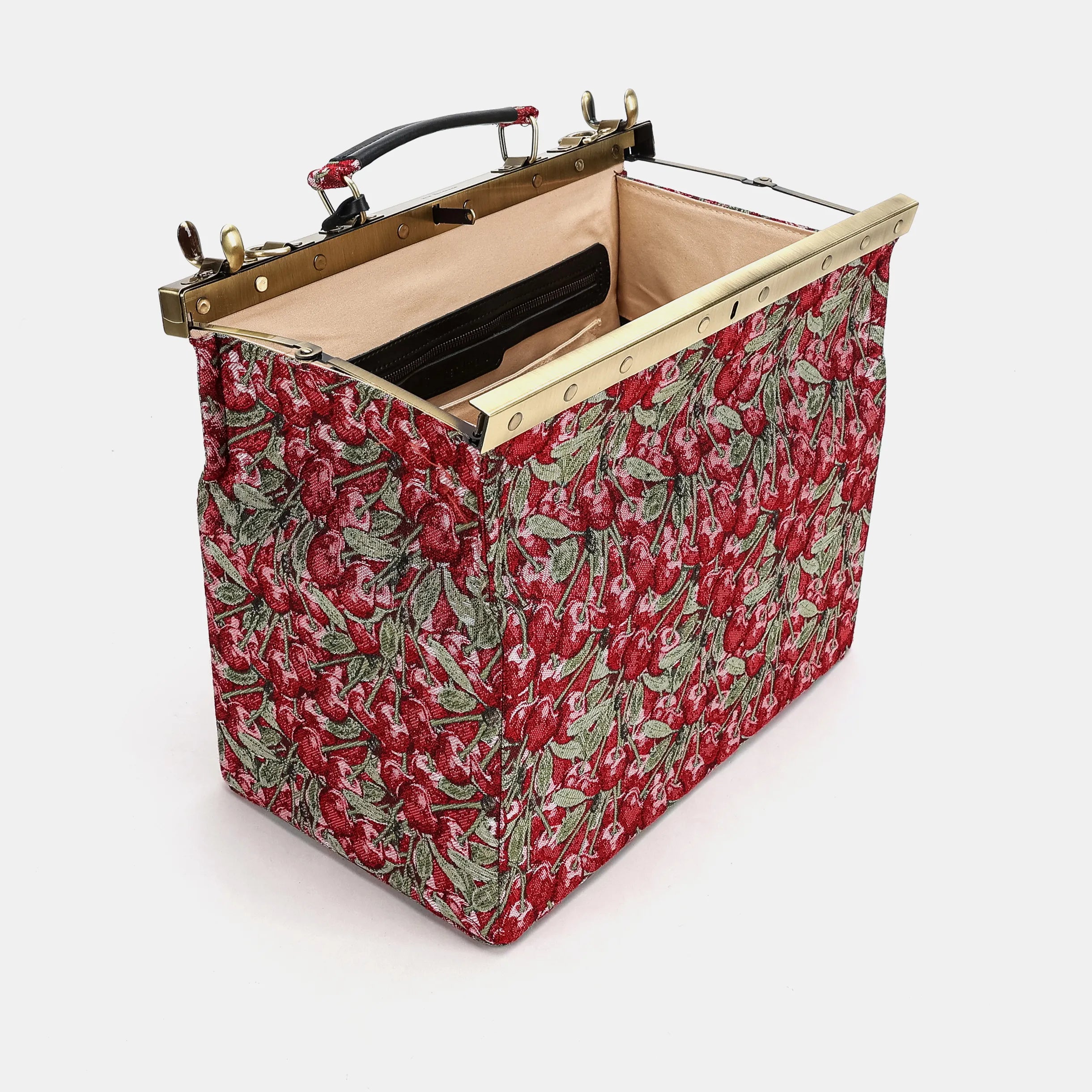 Cherry Cascade Carpet Gladstone Bag open