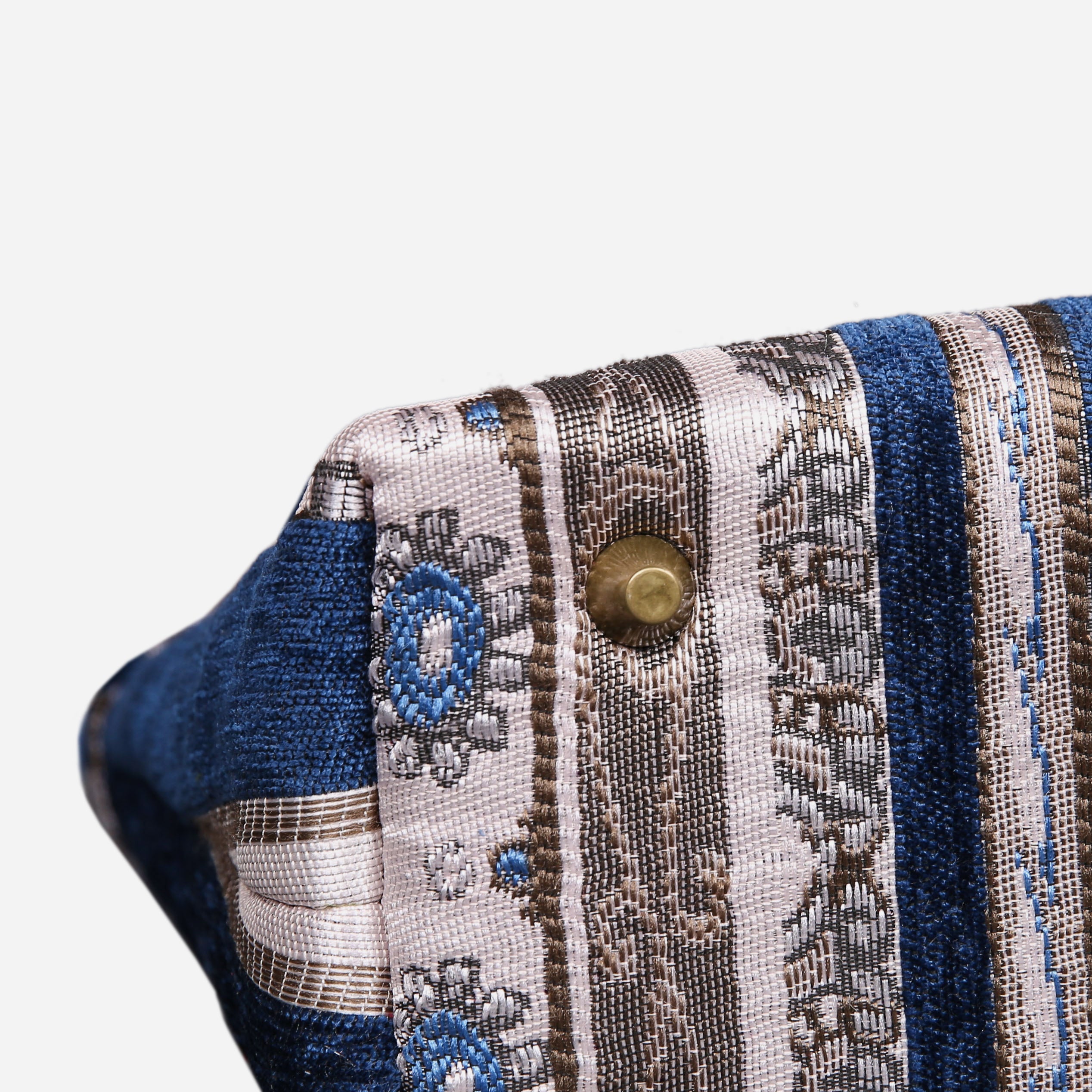 Ethnic Stripes Navy Tuck Lock Carpet Satchel carpet bag MCW Handmade-5