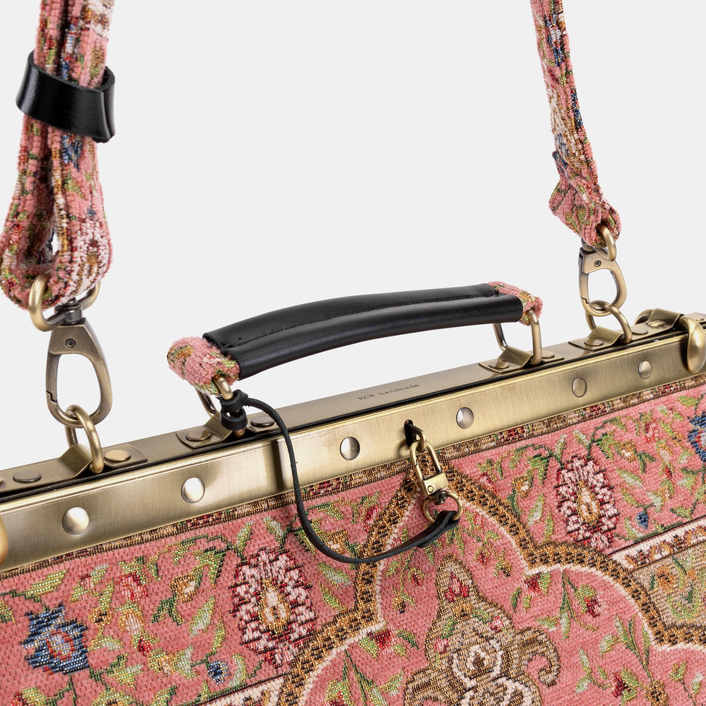 Celine Gladstone Doctor Carpet Bag Oriental Pink of America handle