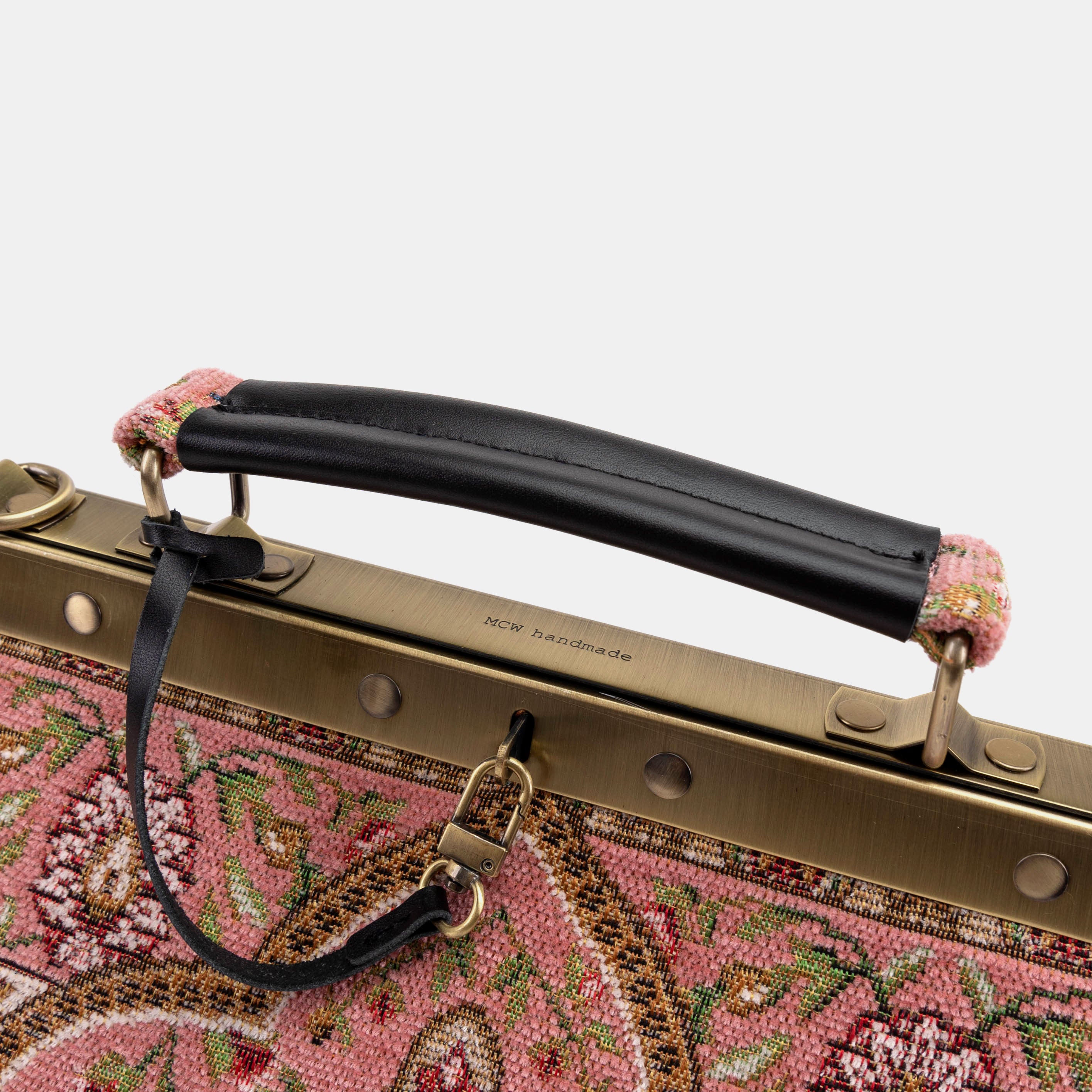 Celine Gladstone Doctor Carpet Bag Oriental Pink of America logo