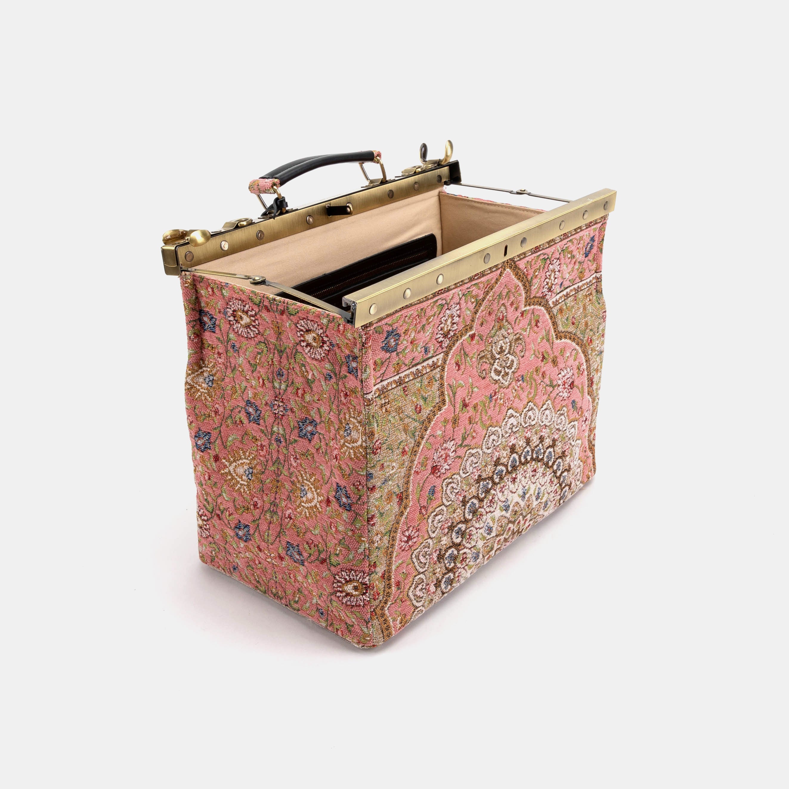 Celine Gladstone Doctor Carpet Bag Oriental Pink of America open standing