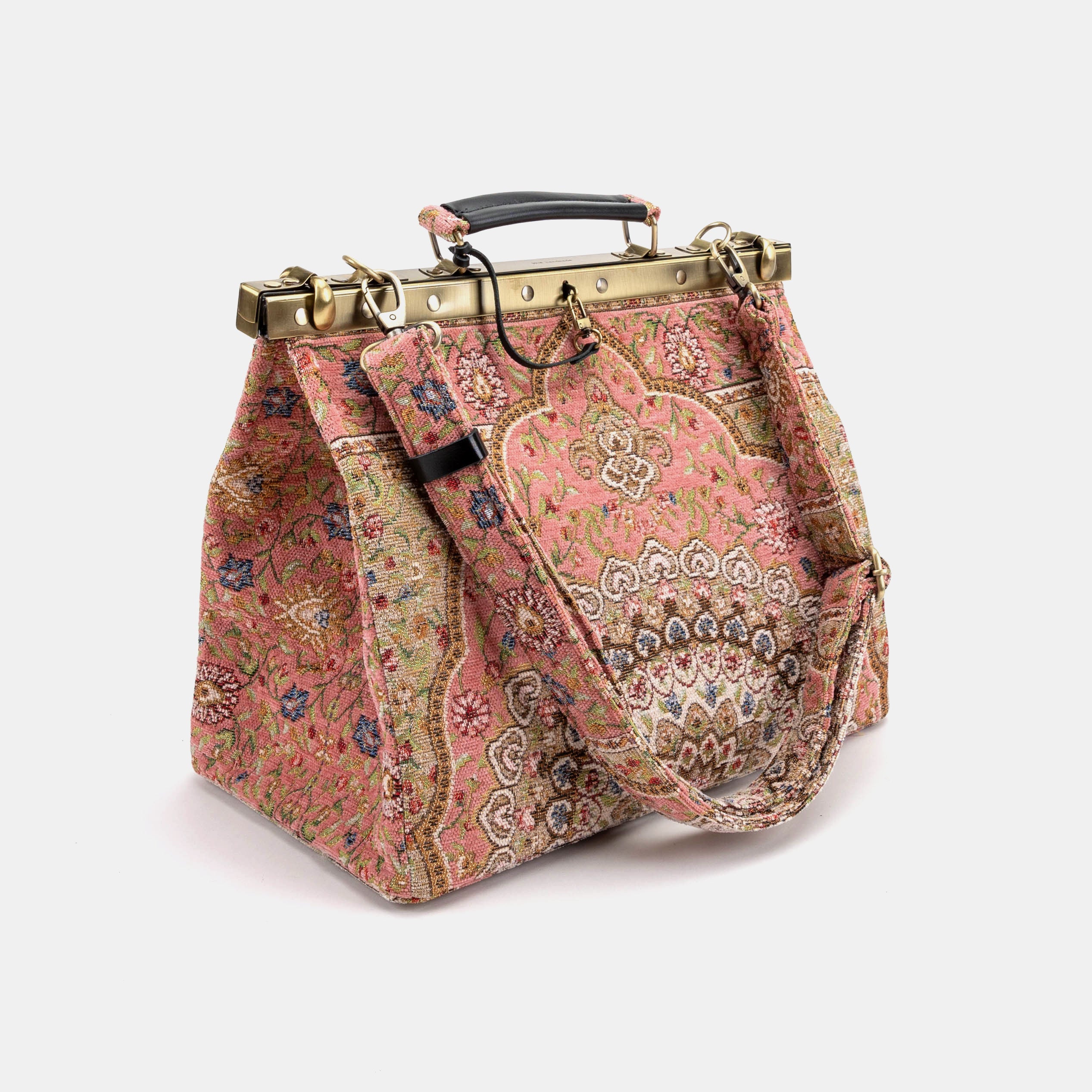 Celine Gladstone Doctor Carpet Bag Oriental Pink of America with shoulder strap