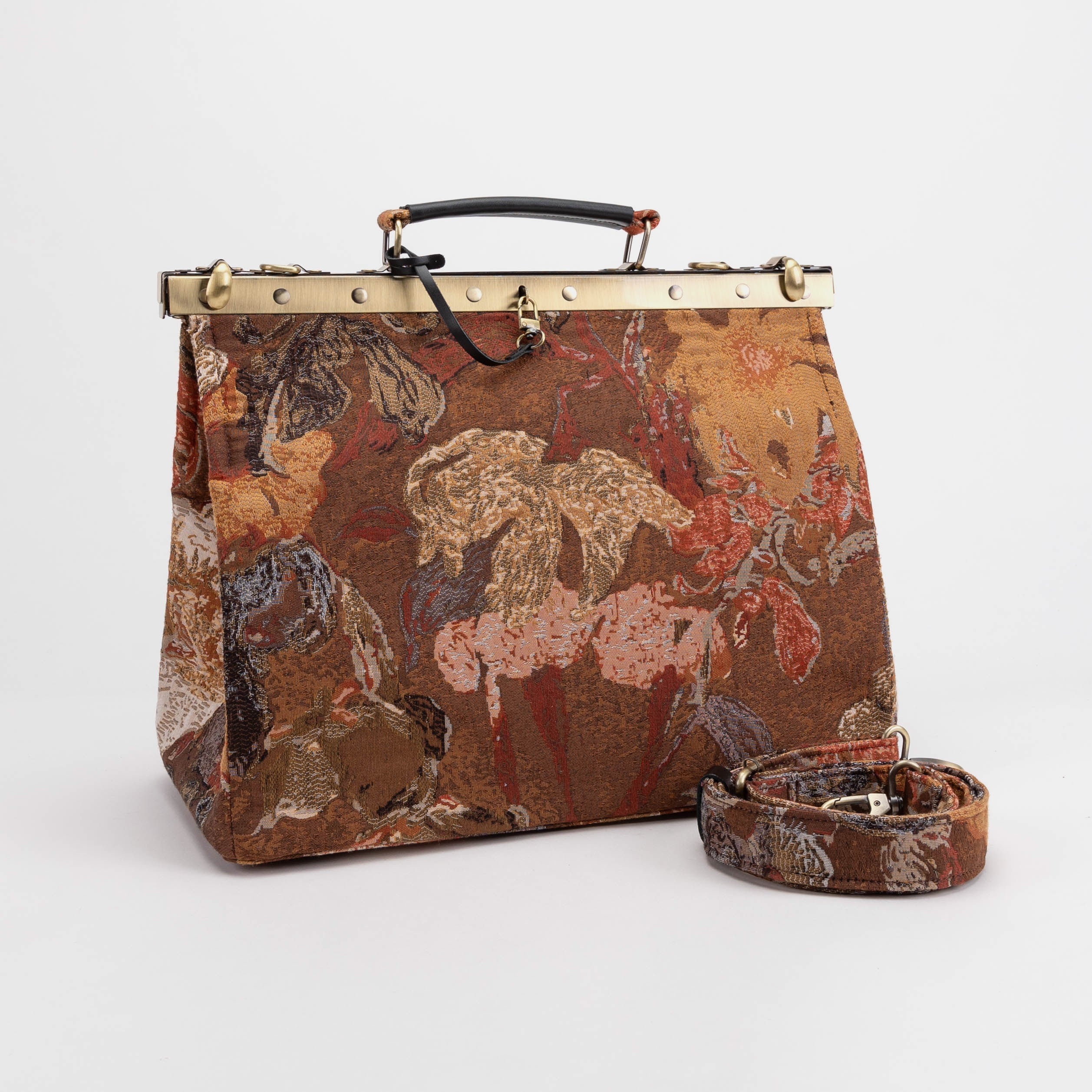 Celine Gladstone Doctor Carpet Bag Abstract Brown of America main