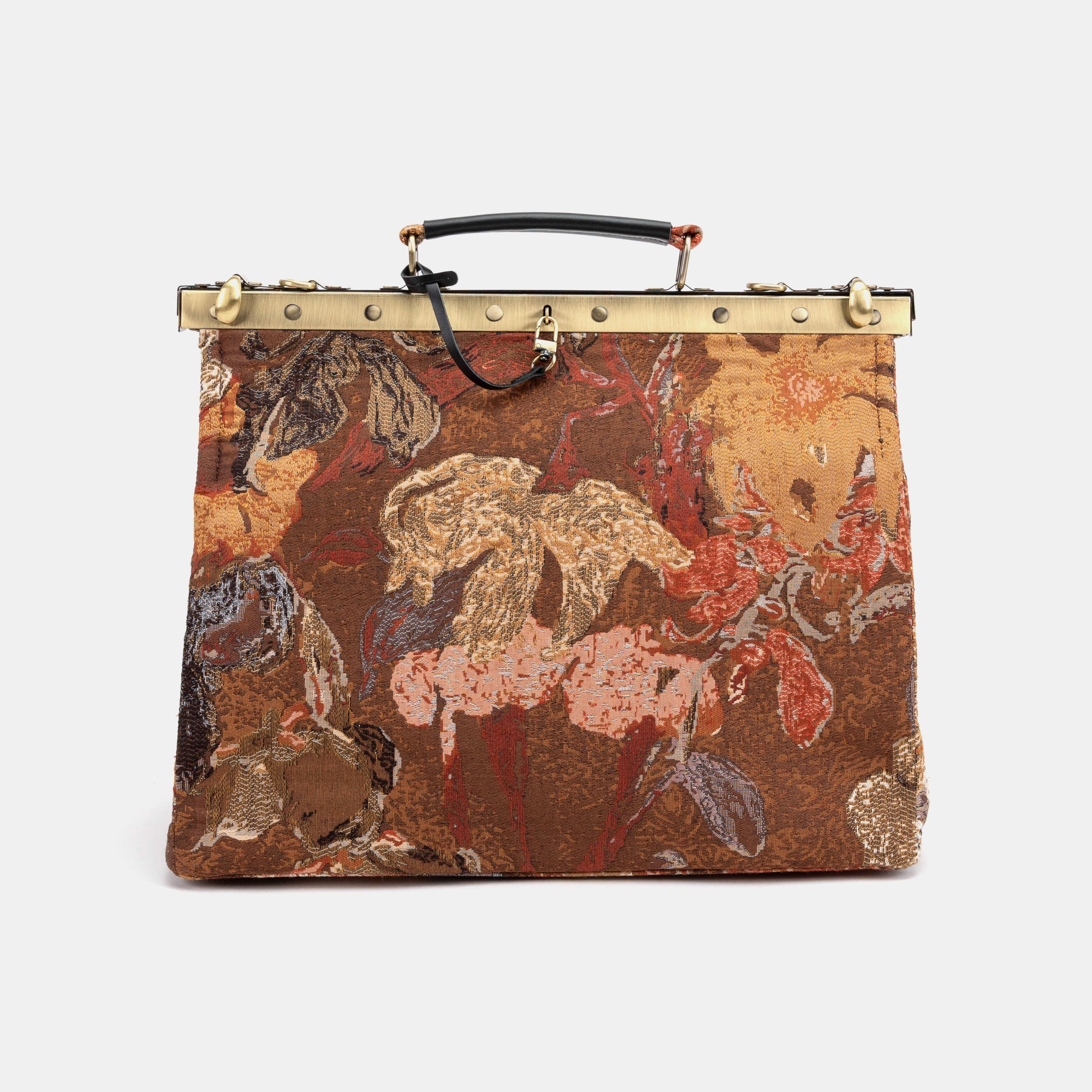 Celine Gladstone Doctor Carpet Bag Abstract Brown of America front
