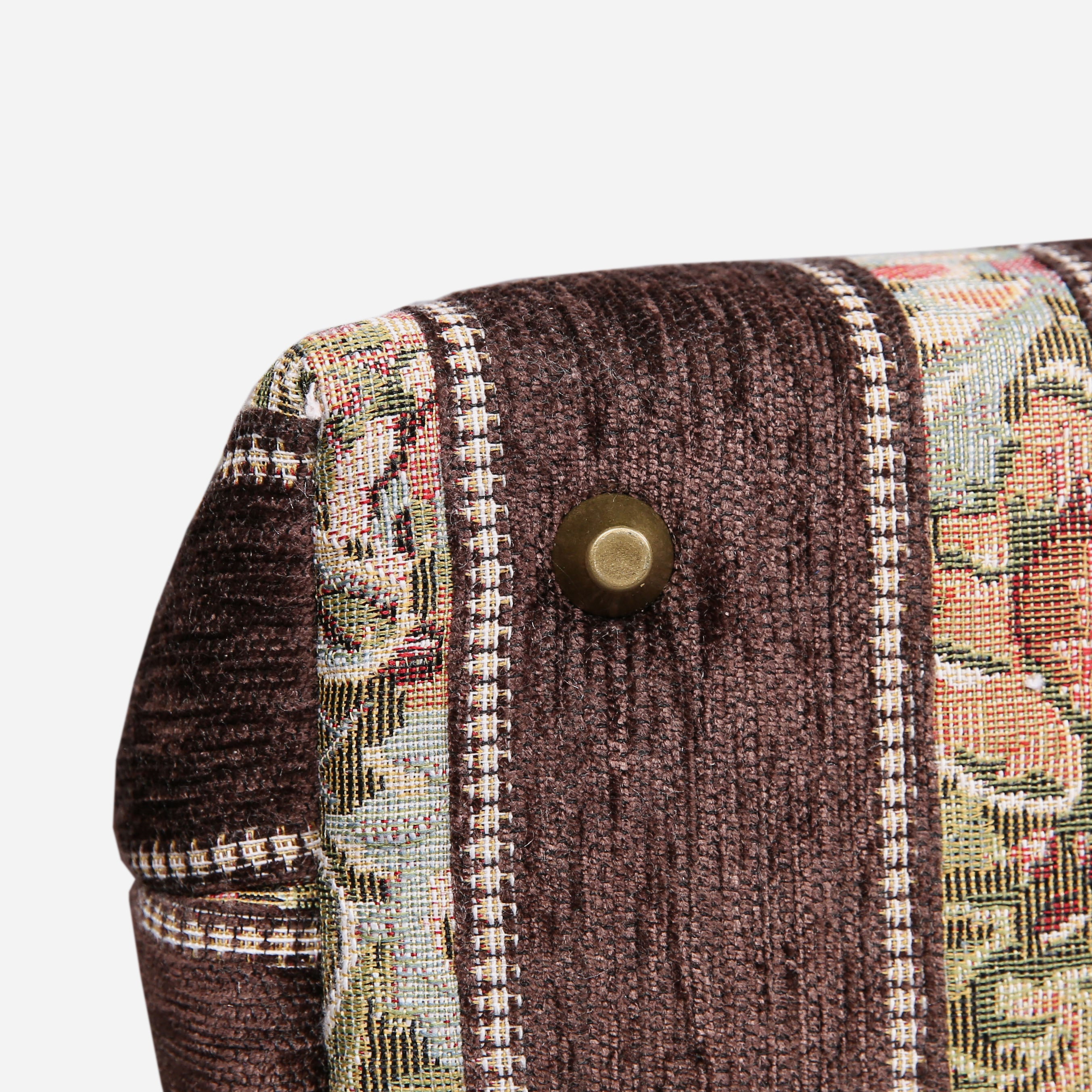 Floral Stripes Coffee Tuck Lock Carpet Satchel carpet bag MCW Handmade-5