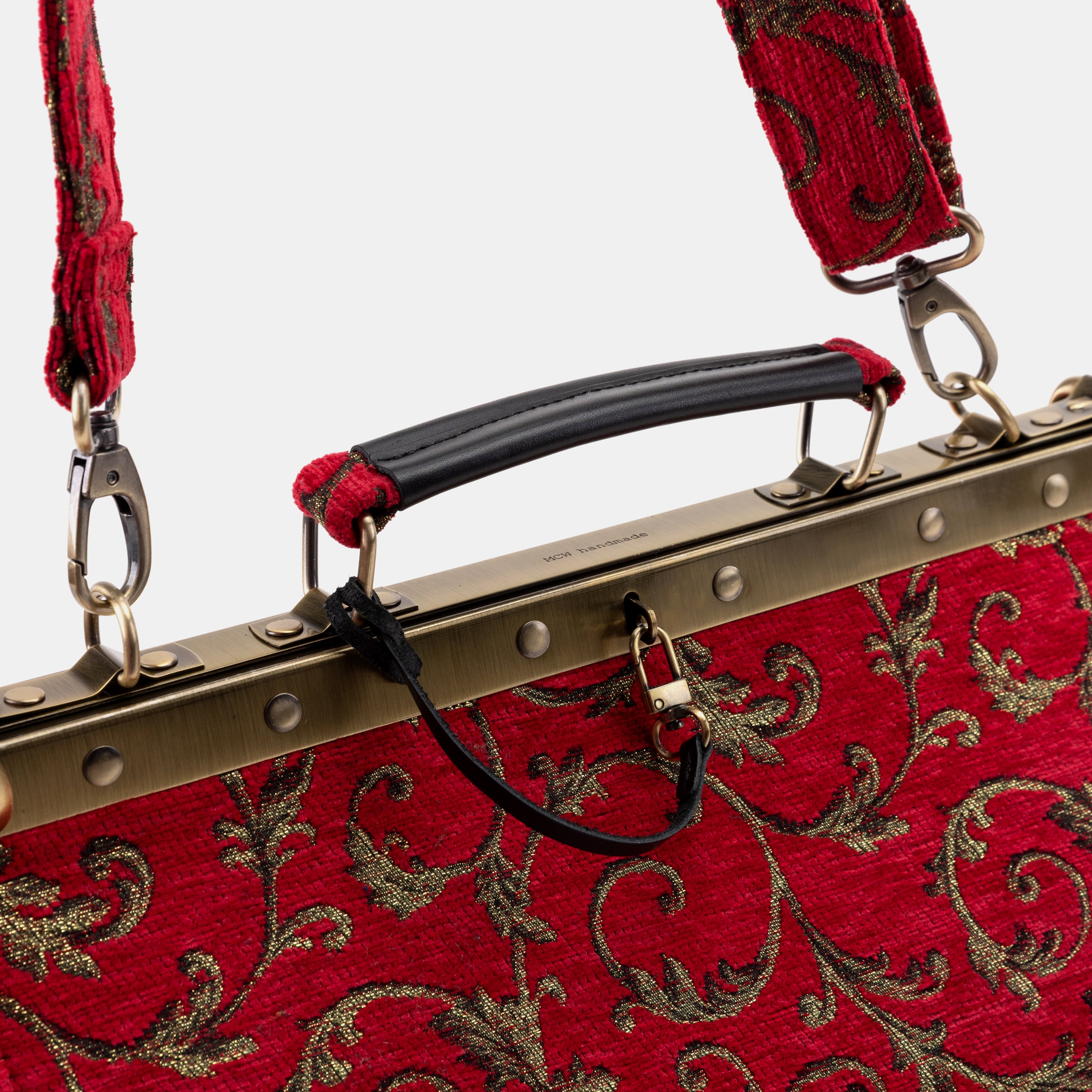 Vintage Ivy Red Celine Carpet Gladstone Bag handle