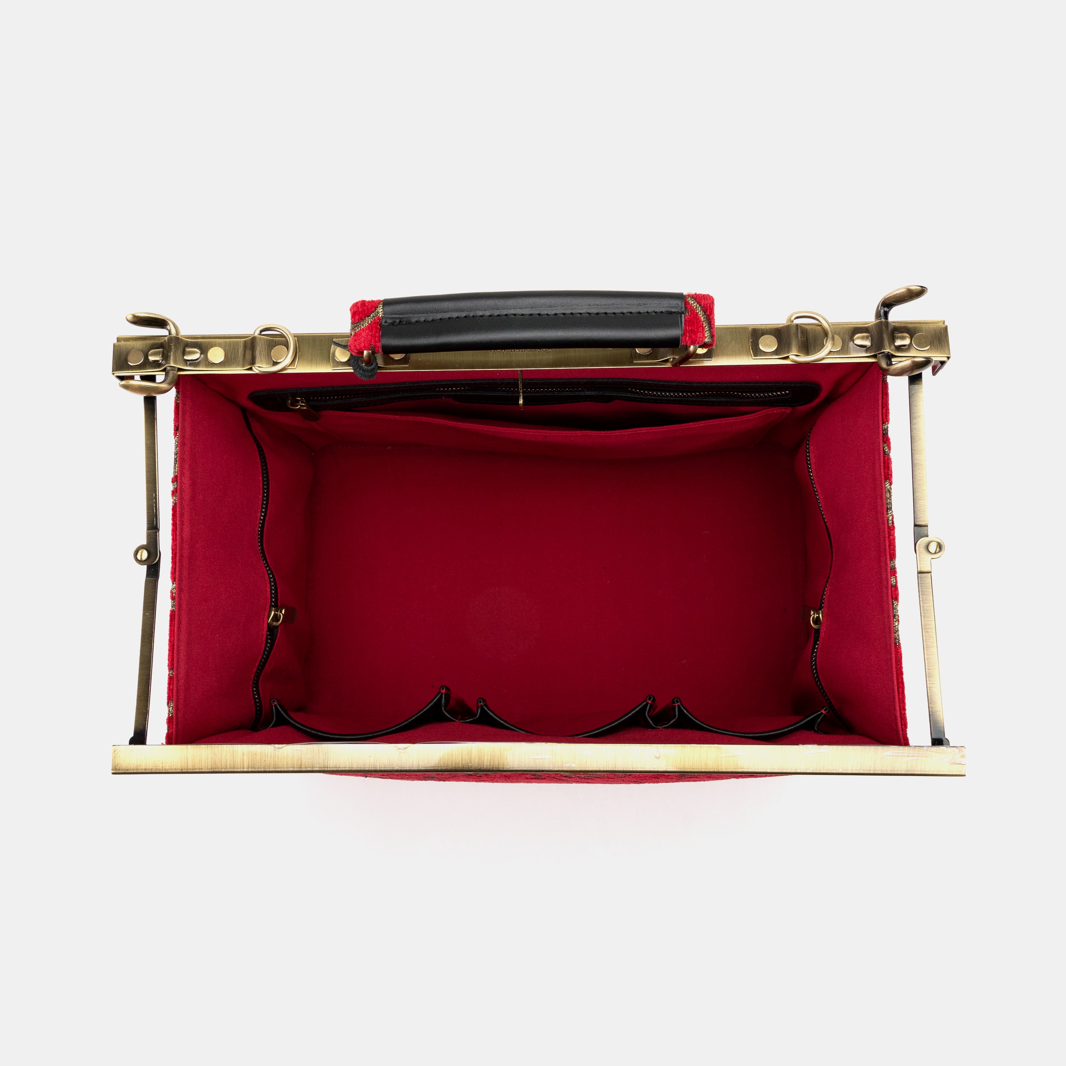 Vintage Ivy Red Celine Carpet Gladstone Bag inside