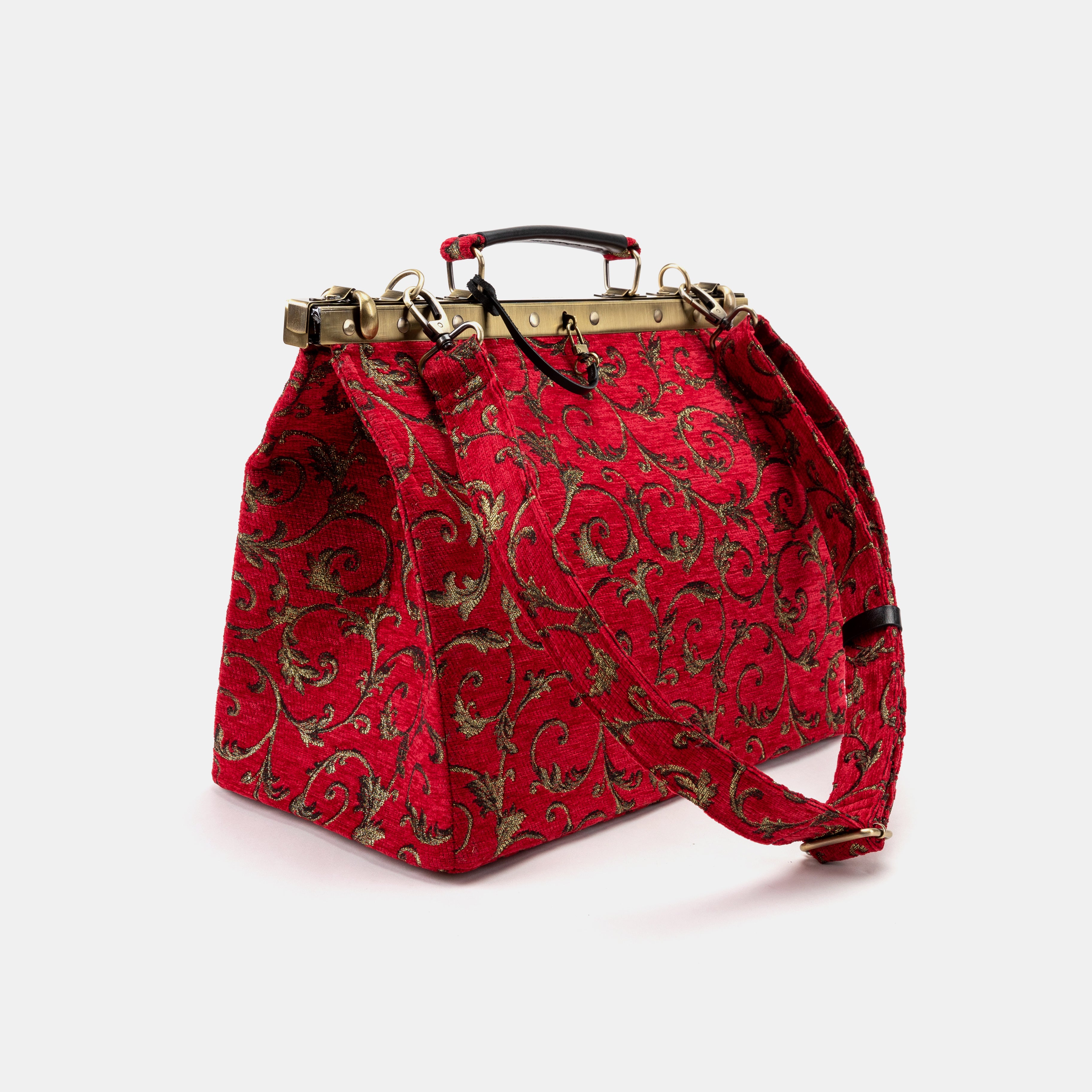 Vintage Ivy Red Celine Carpet Gladstone Bag with shoulder strap