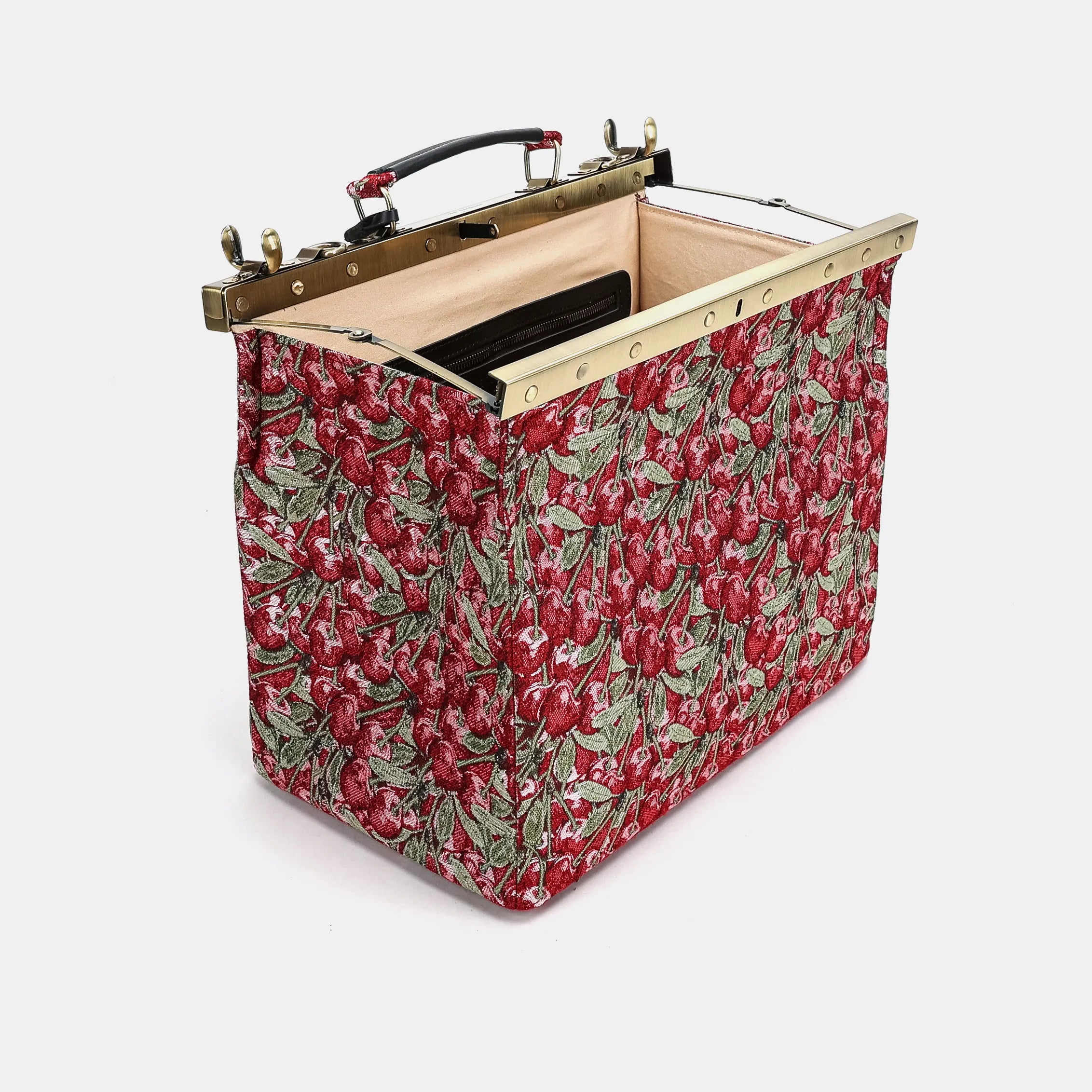 Cherry Cascade Carpet Gladstone Bag  open