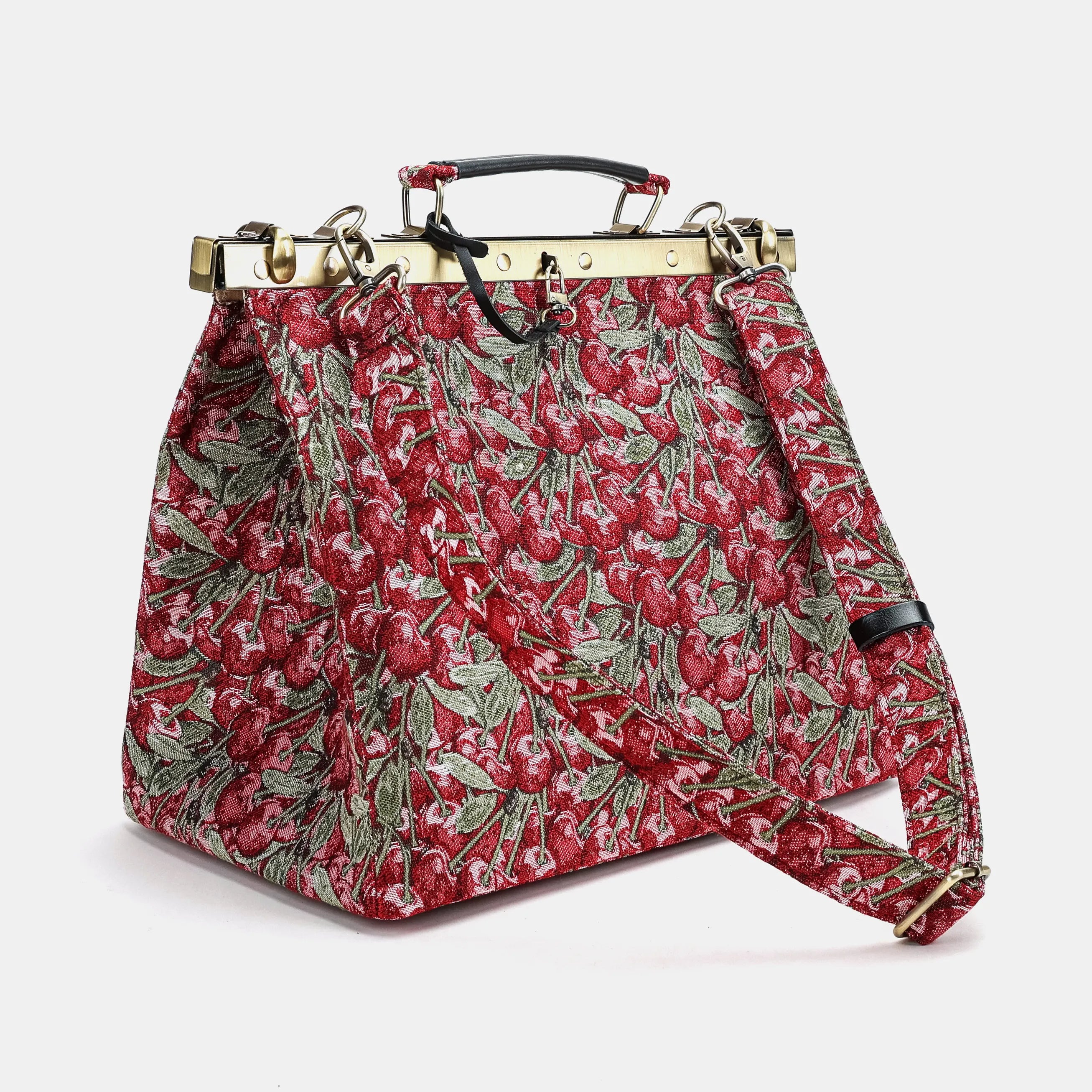 Cherry Cascade Carpet Gladstone Bag  Front side view