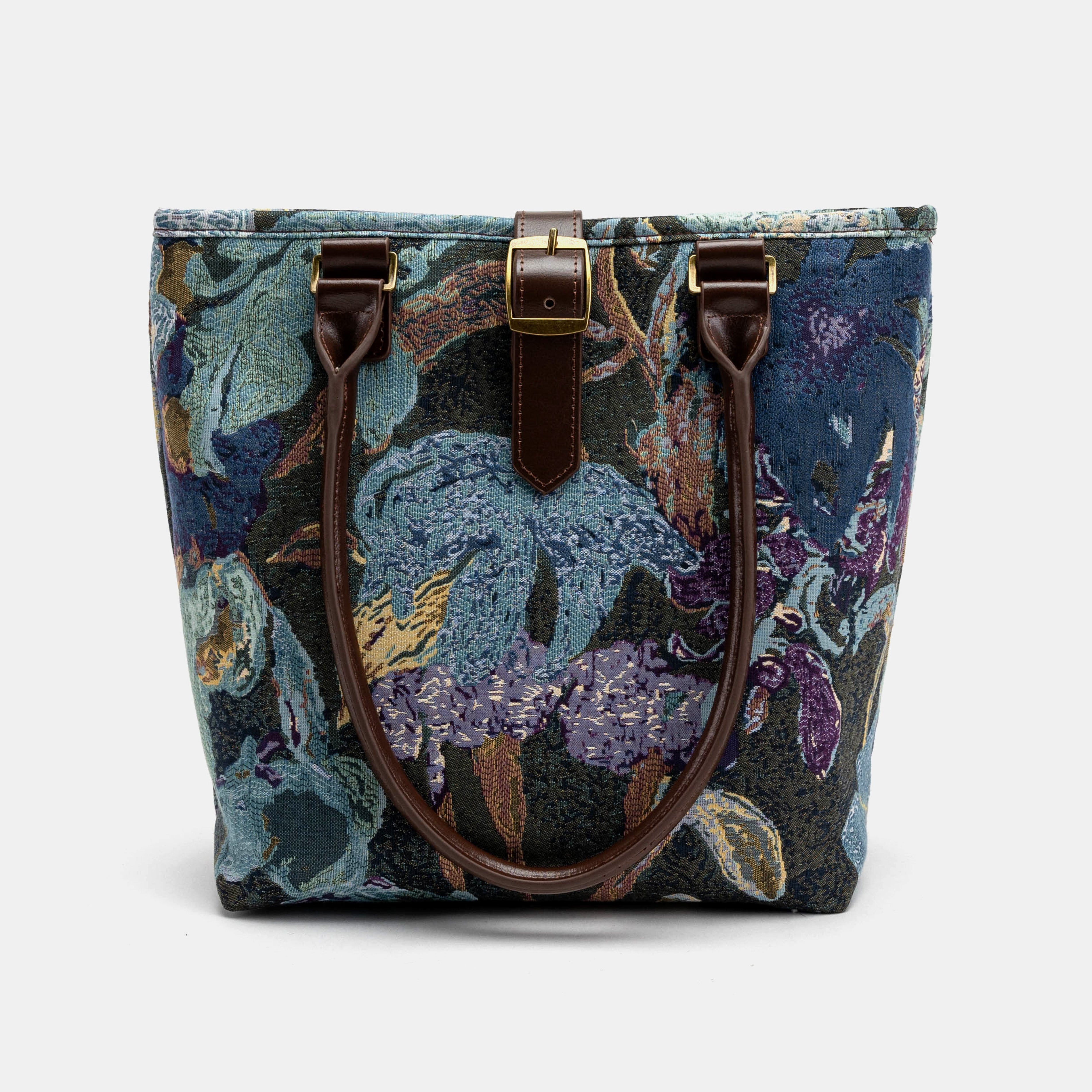 Abstract Blue Everyday Tote Bag Carpetbag of America shoulder strap hanging down