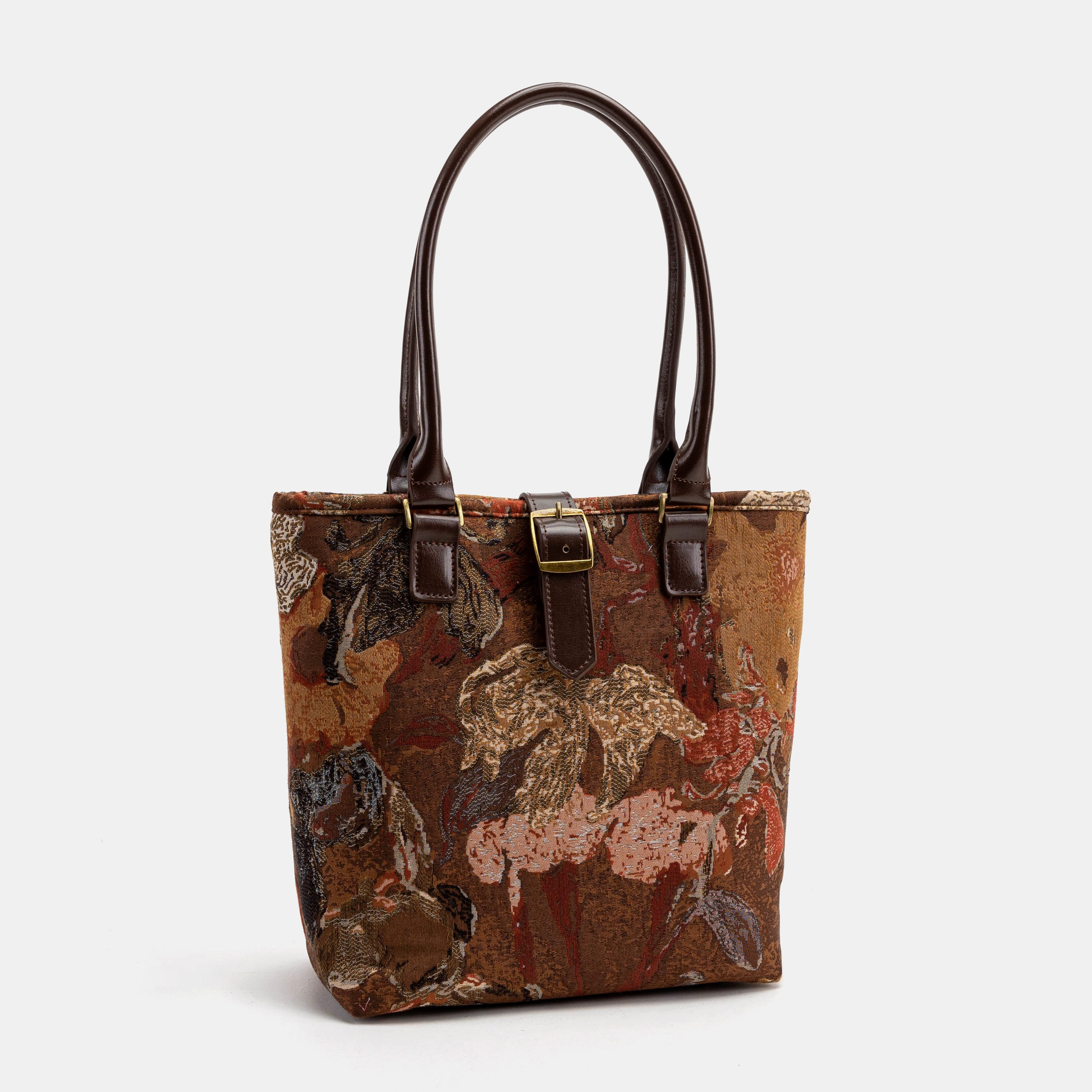 Abstract Brown Everyday Tote Bag Carpetbag of America front side