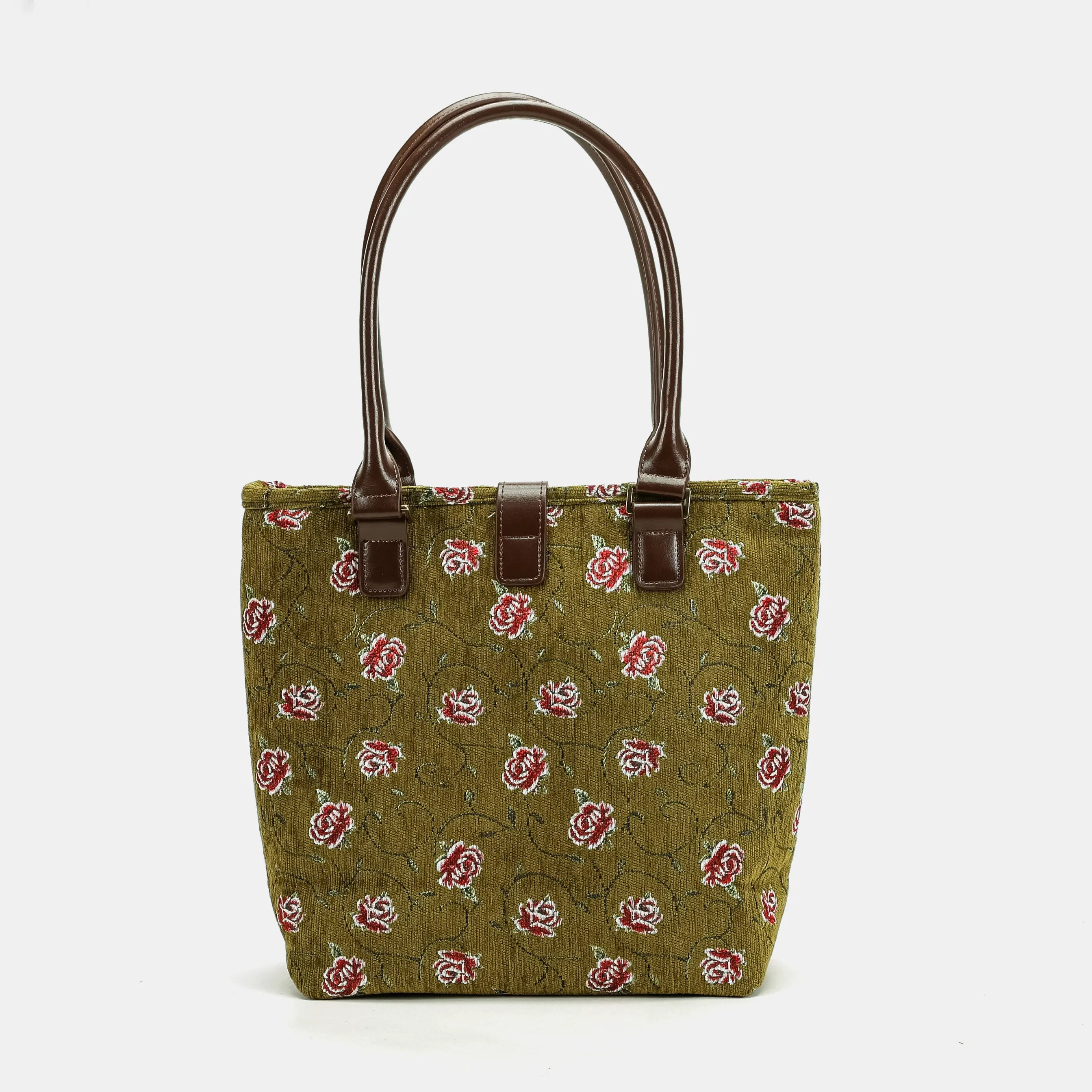 Climbing Rose Avocado Everyday Tote Bag back