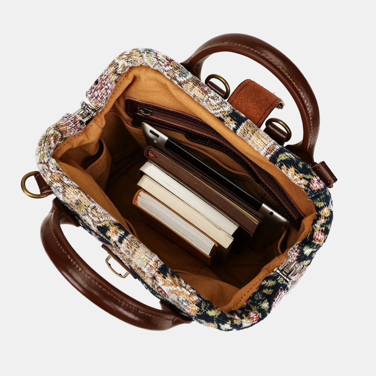 Oriental Navy Everyday Backpack Carpetbag of America in use