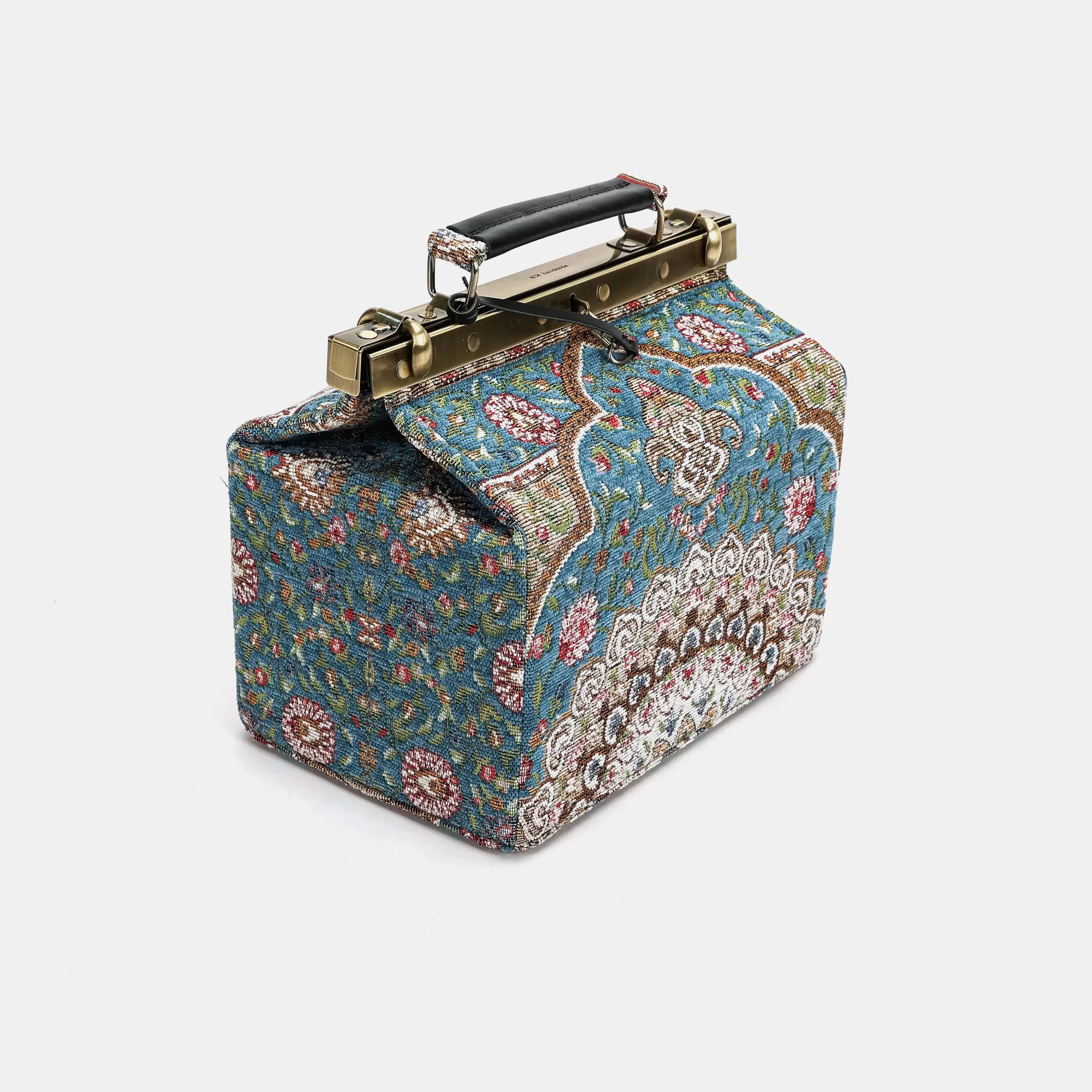 Oriental Blue Vivienne Carpet Purse Gladstone Bag of America side