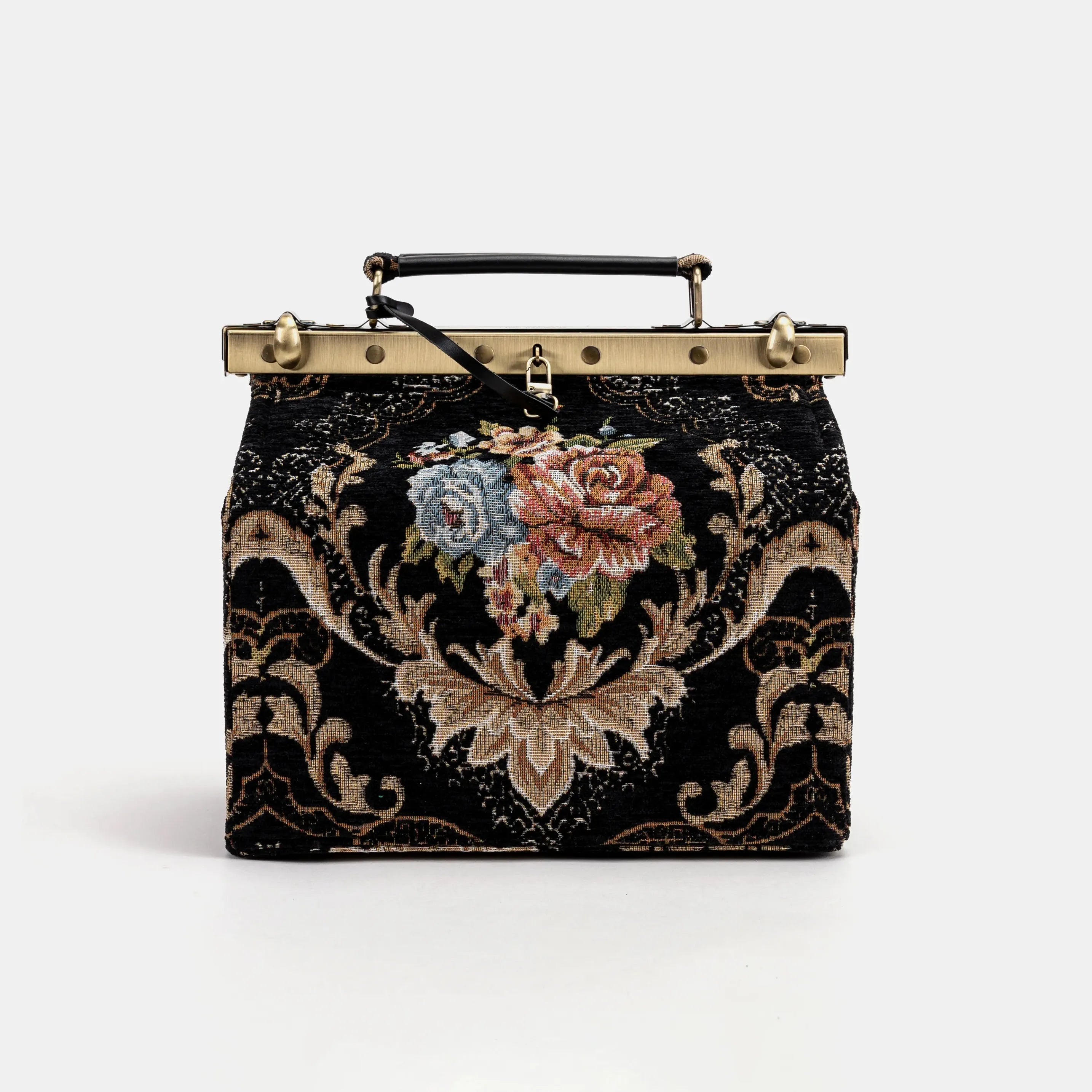 Floral Black Vivienne Carpet Purse Gladstone Bag of America main