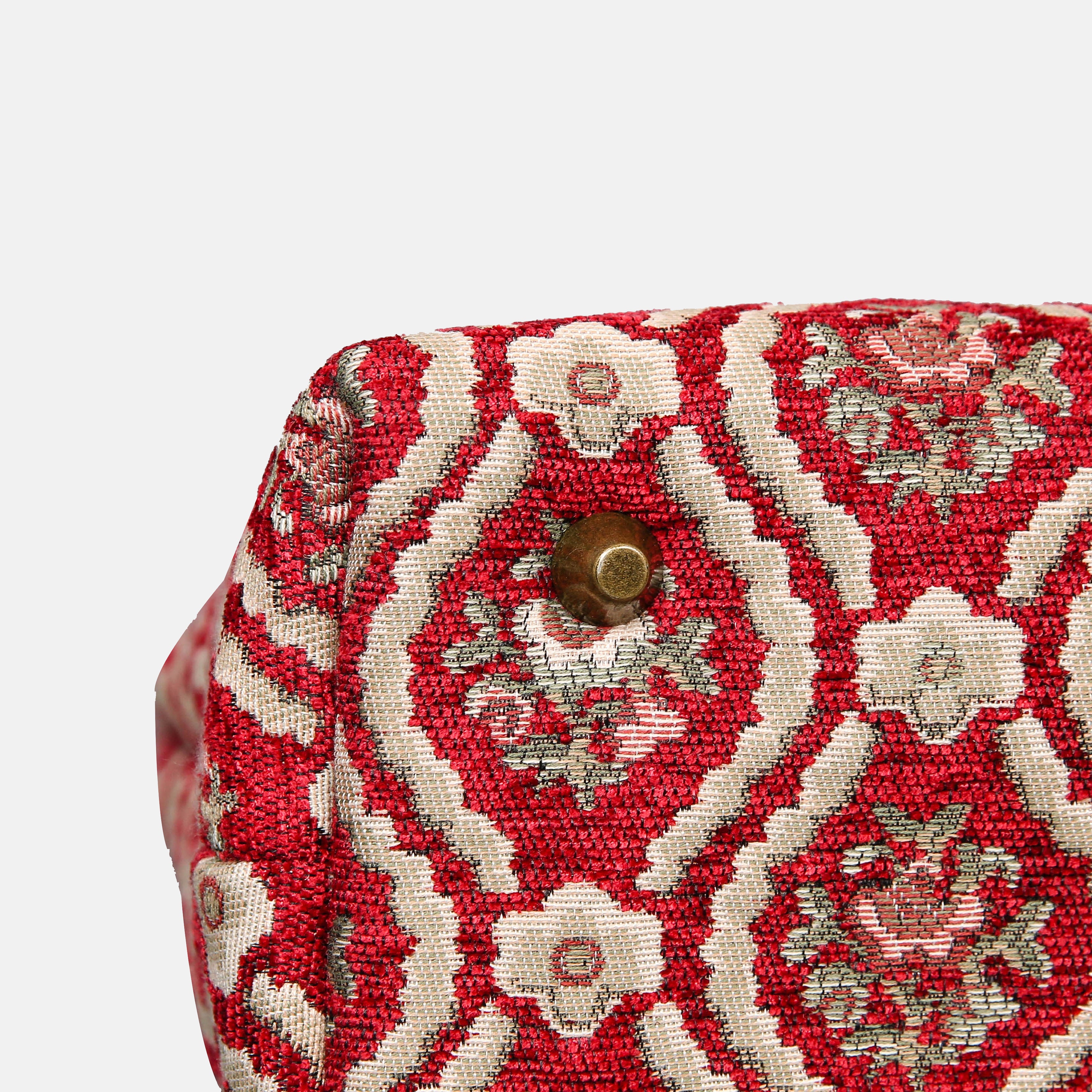 Traditional Red Tuck Lock Carpet Satchel carpet bag MCW Handmade-6
