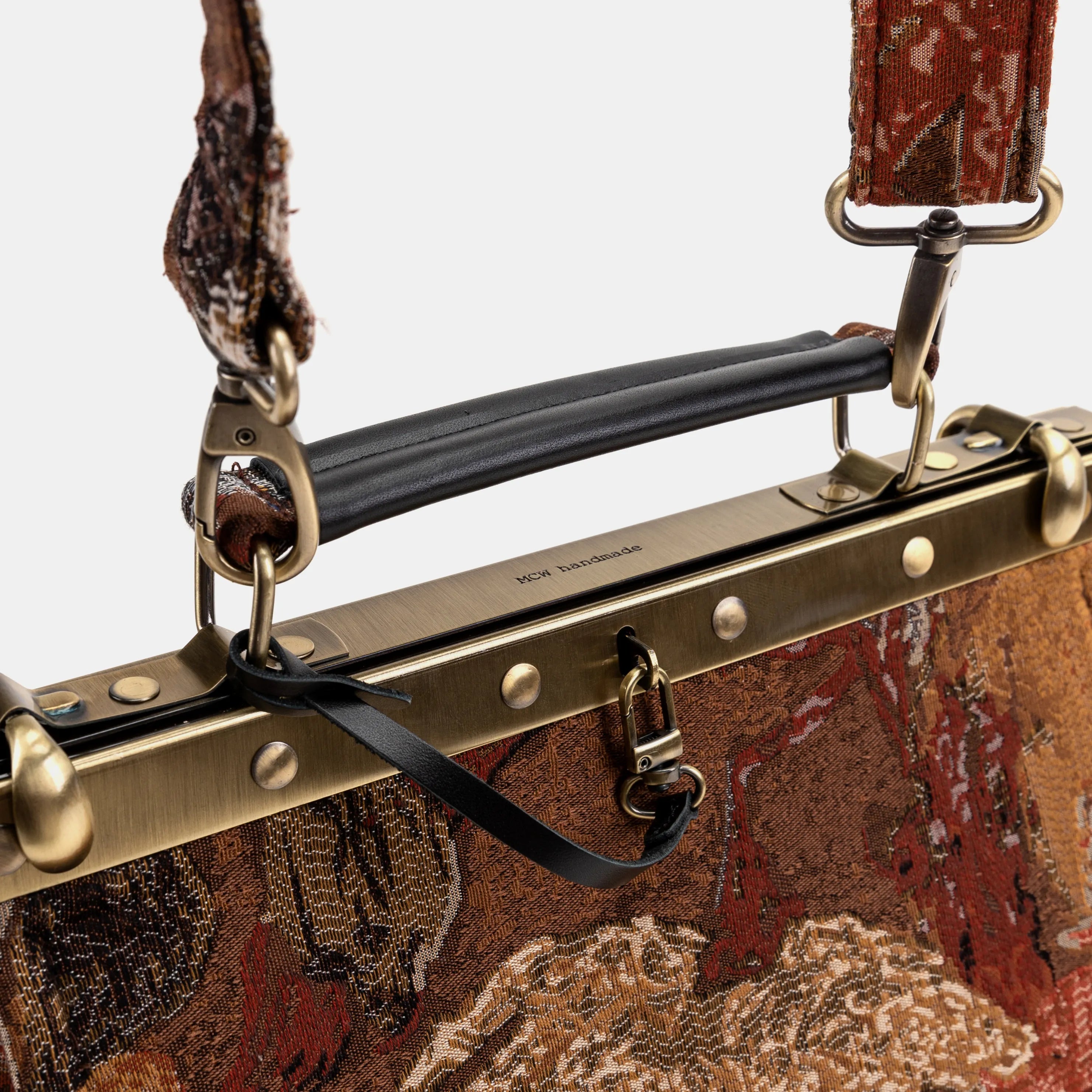 Abstract Brown Cecile Carpet Purse Gladstone Bag of America handle