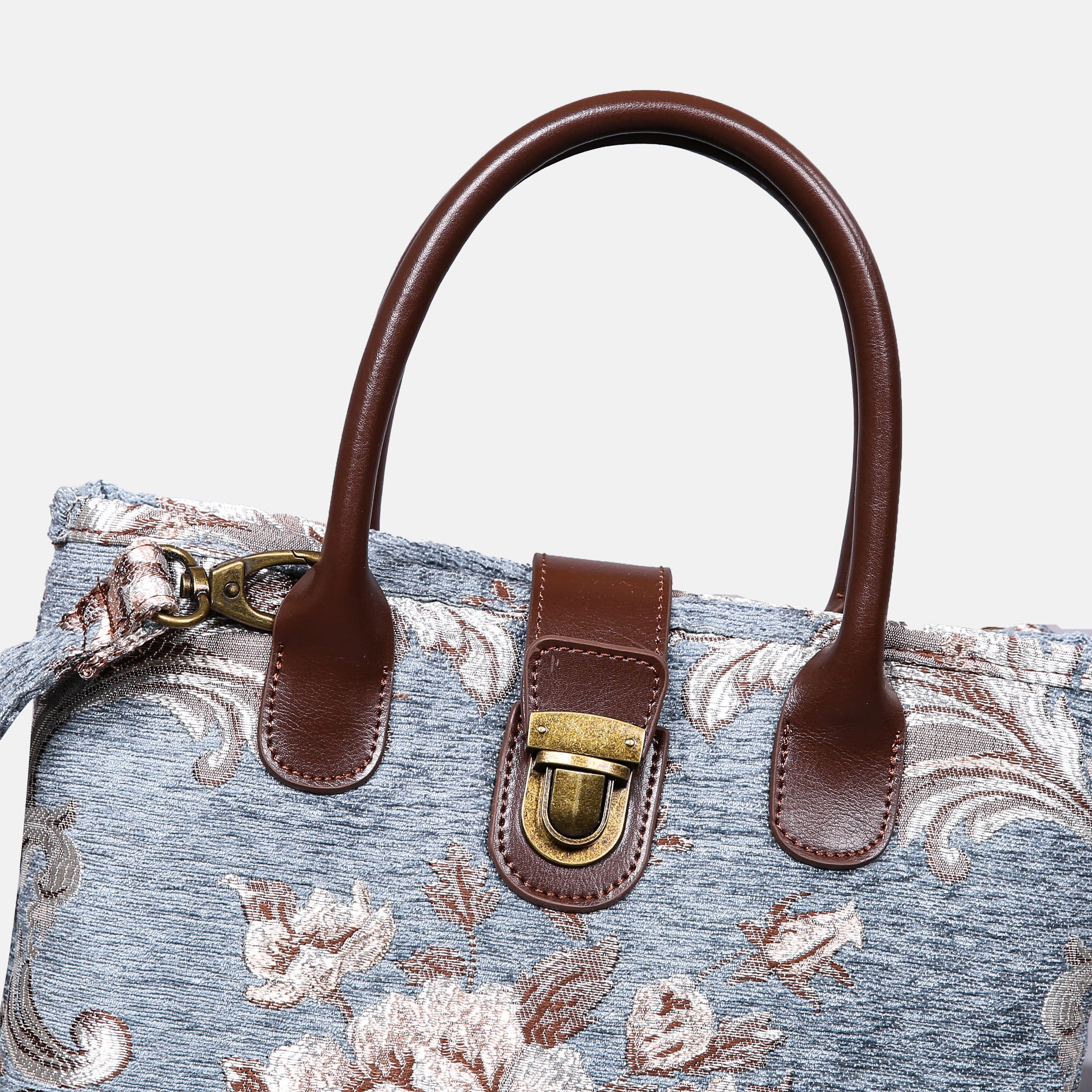 Floral Windy Blue Tuck Lock Carpet Satchel carpet bag MCW Handmade-5