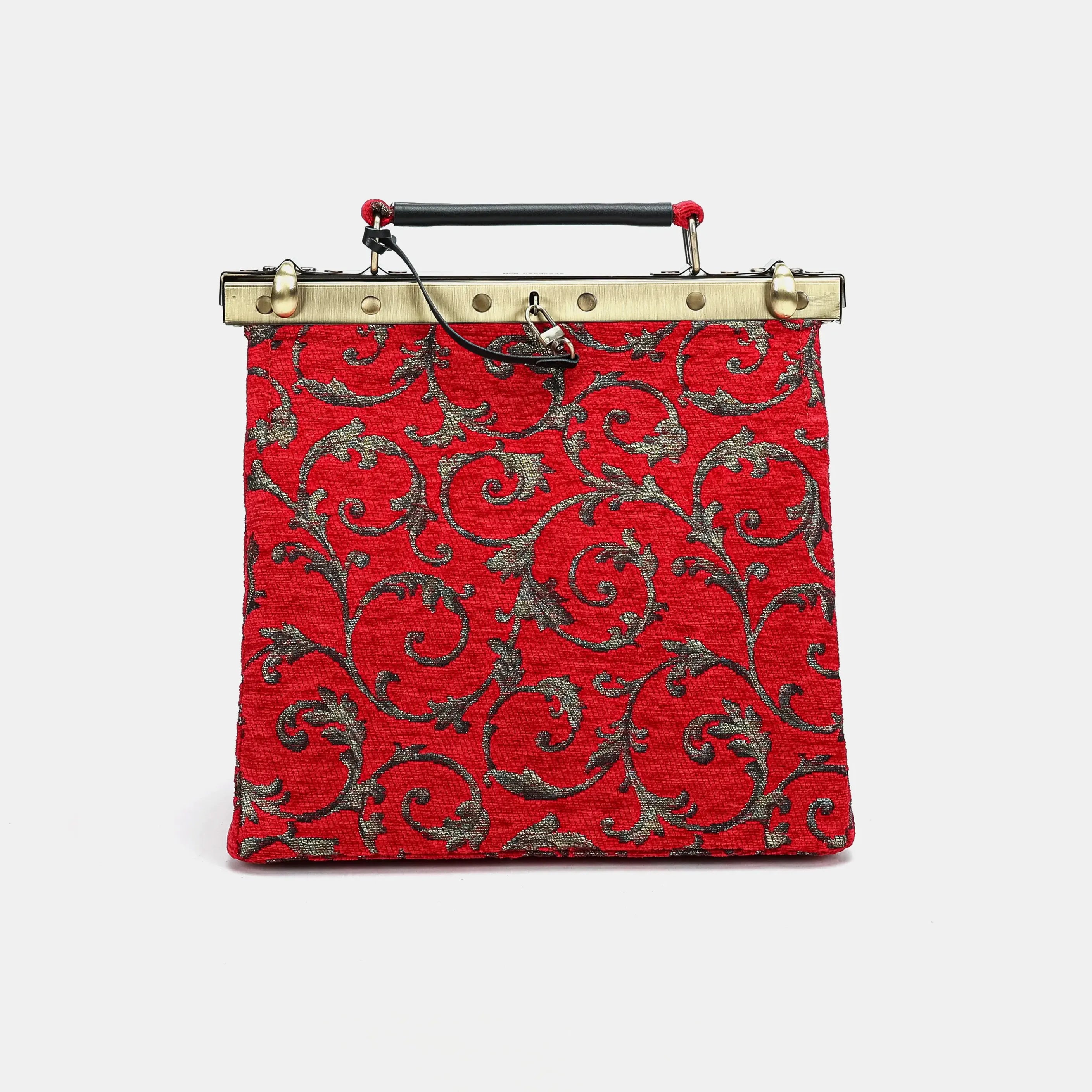 Vintage Scroll Red Cecile Carpet Purse Gladstone Bag of America main