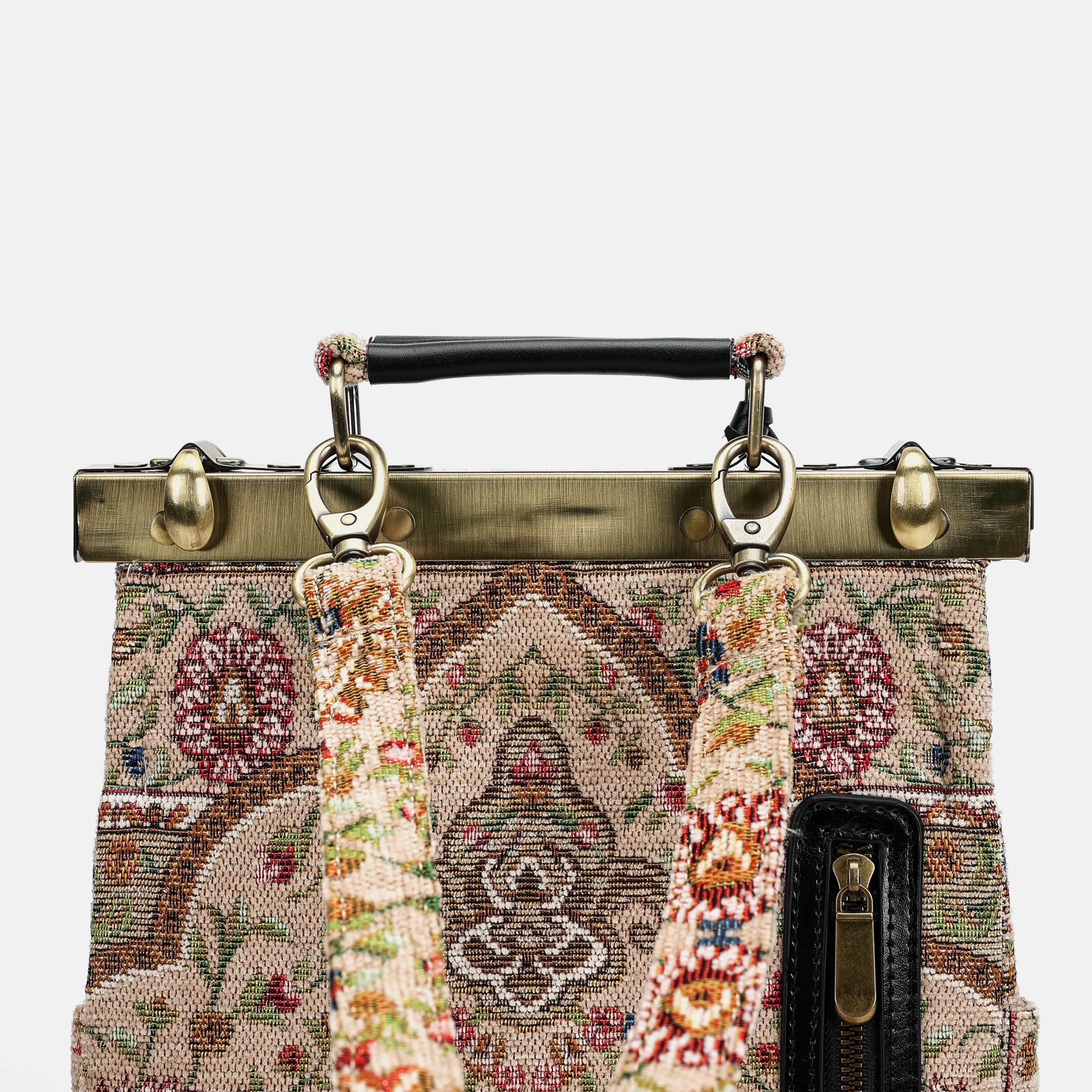 Oriental Beige Helena Carpet Gladstone Backpack of America back details
