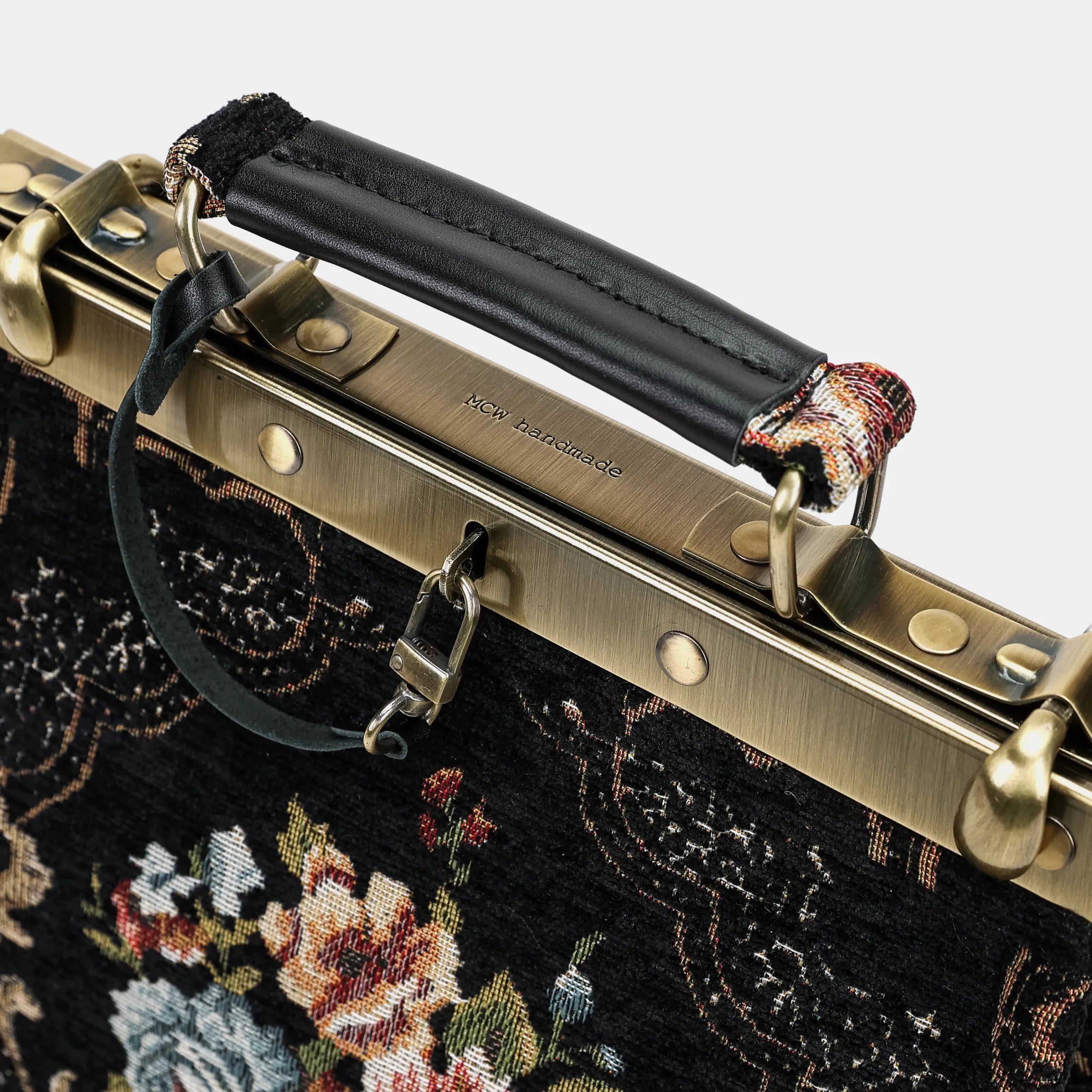 Floral Black Helena Carpet Gladstone Backpack of America handle