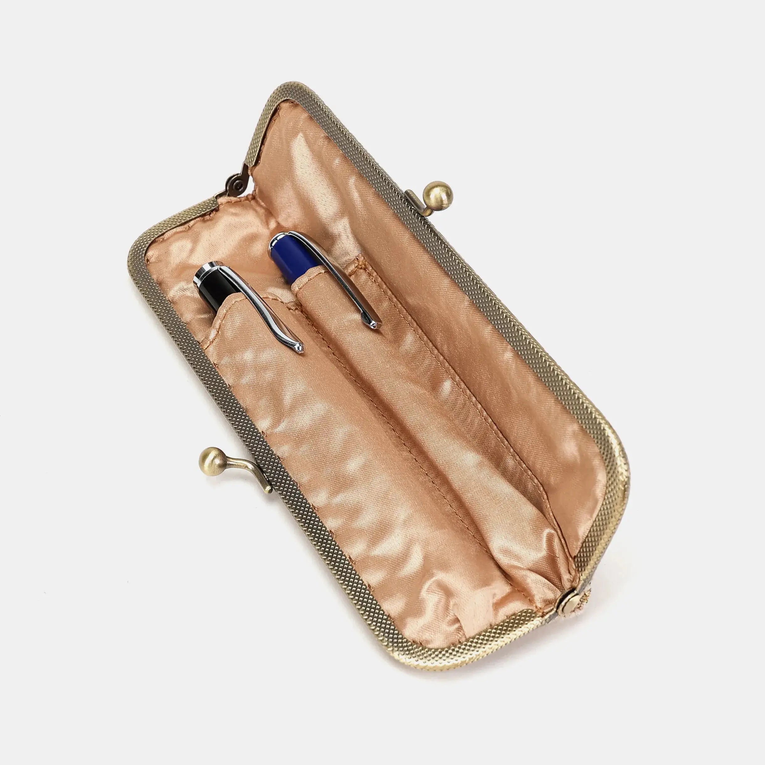 Oriental Beige Duo Pen Case Carpetbag of America  open