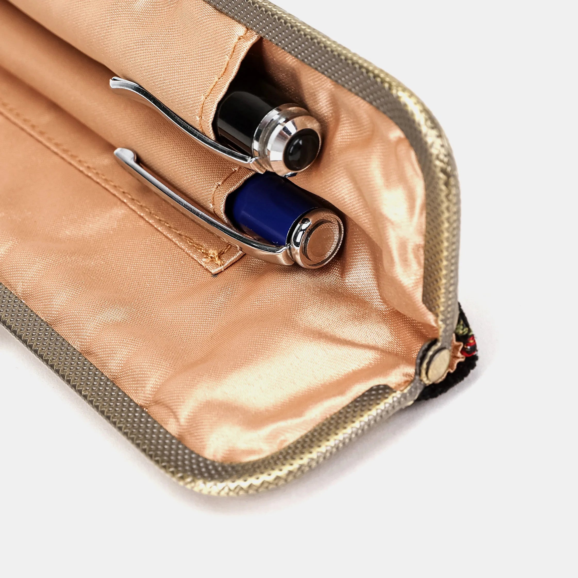 Floral Black Duo Pen Case Carpetbag of America detail