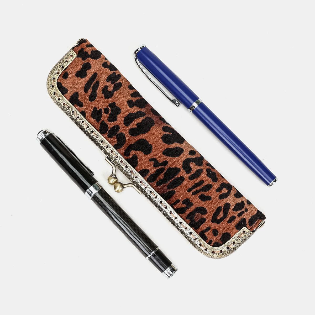 Leopard Classic Duo Pen Case Carpetbag of America with pens