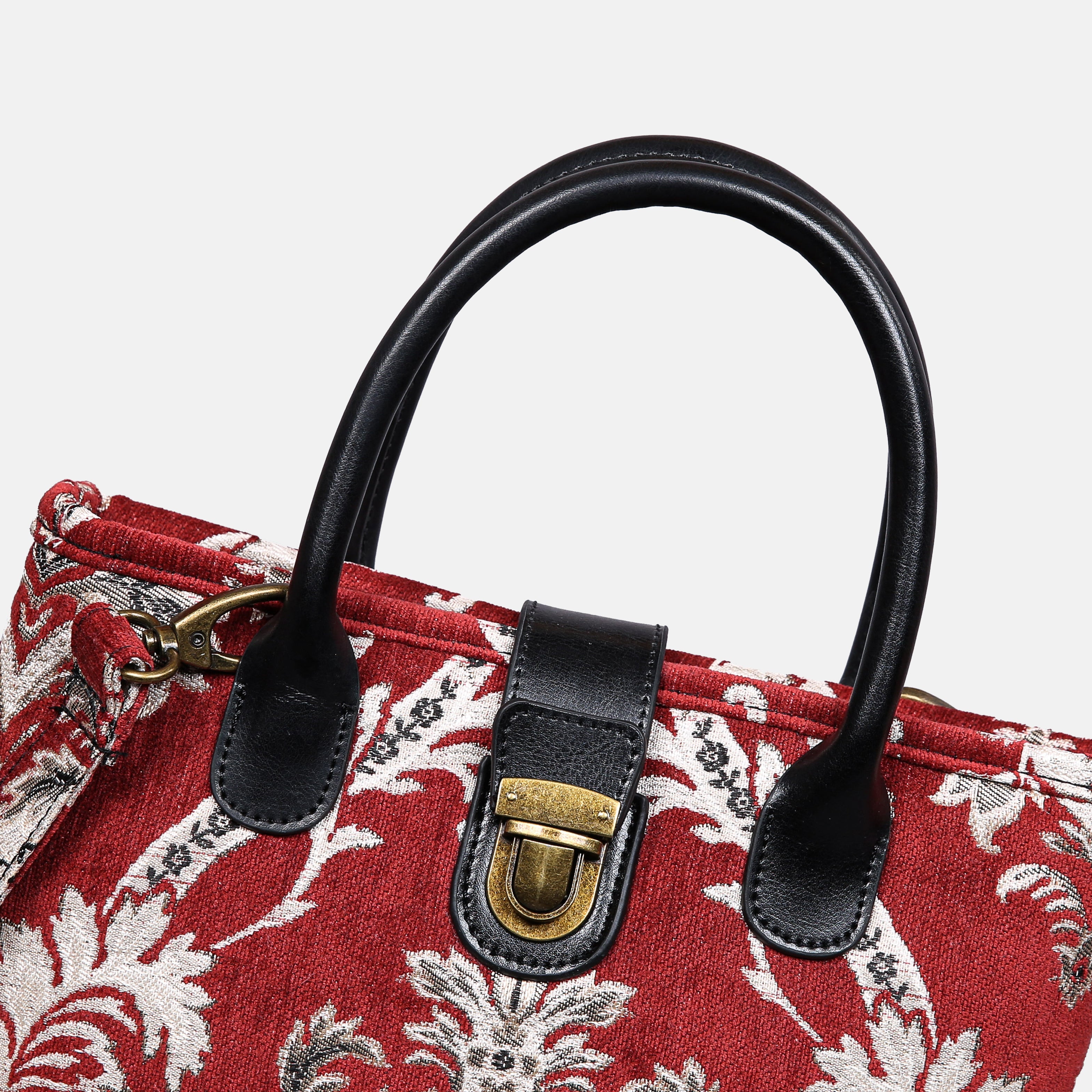 Scalamandre Elizabeth Red Tuck Lock Carpet Satchel carpet bag MCW Handmade-5