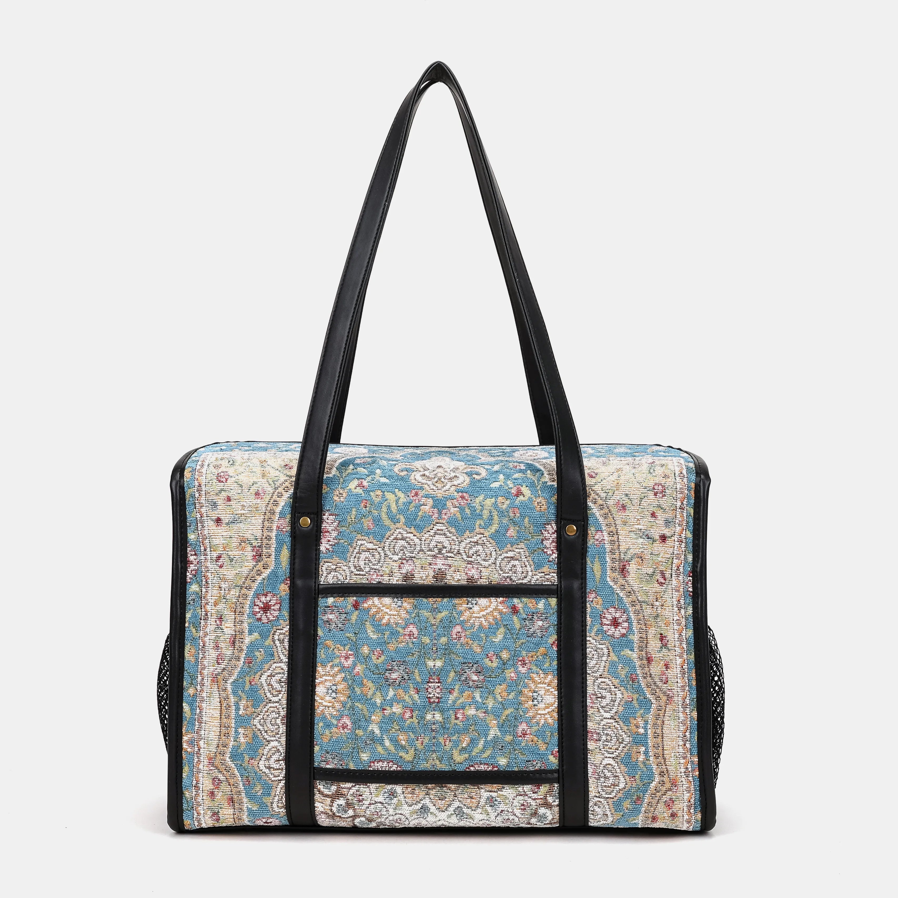 Oriental Blue Vintage Carpet Diaper Bag Carpetbag of America back