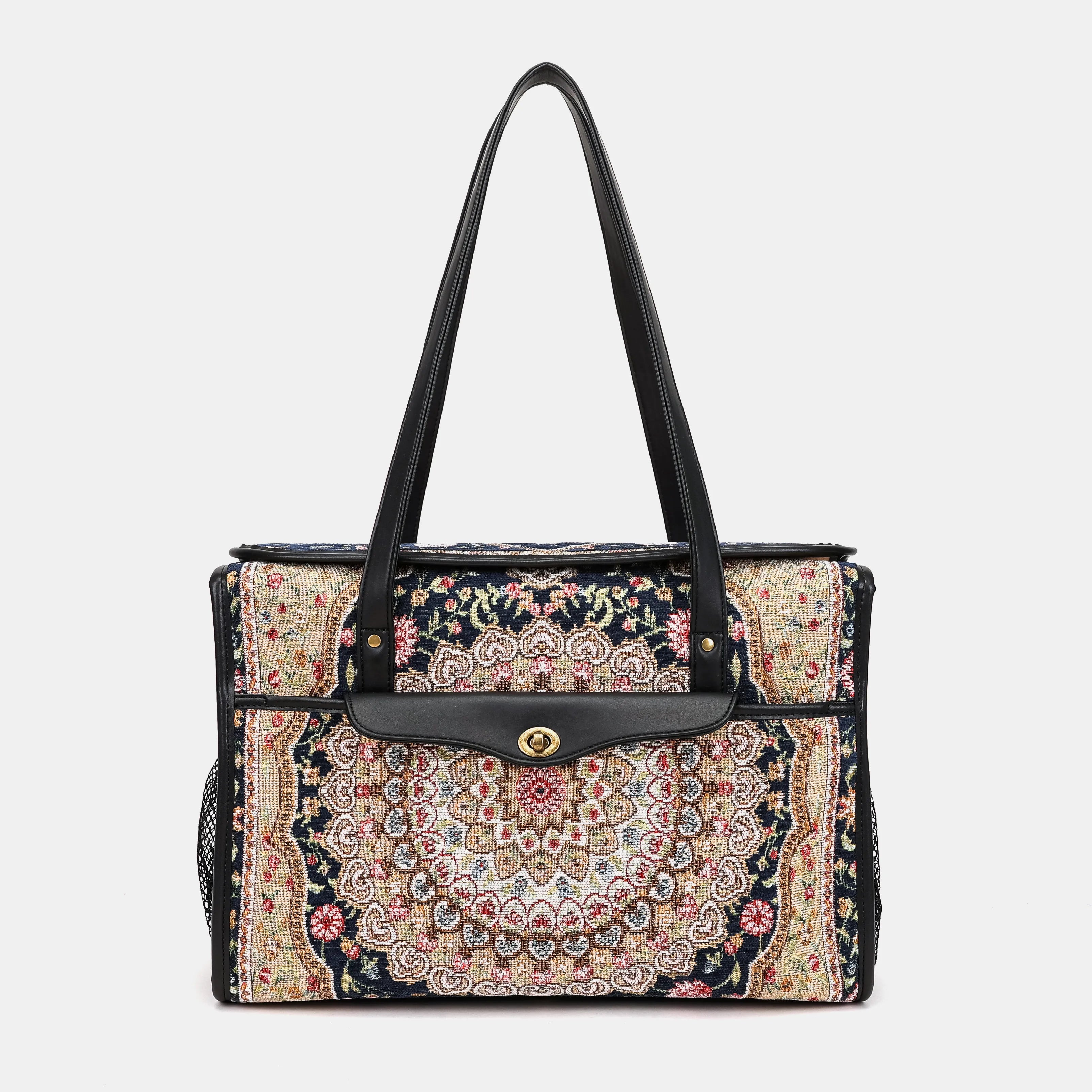 Oriental Navy Vintage Carpet Diaper Bag Carpetbag of America main