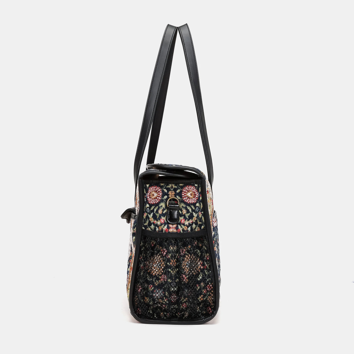 Oriental Navy Vintage Carpet Diaper Bag Carpetbag of America side