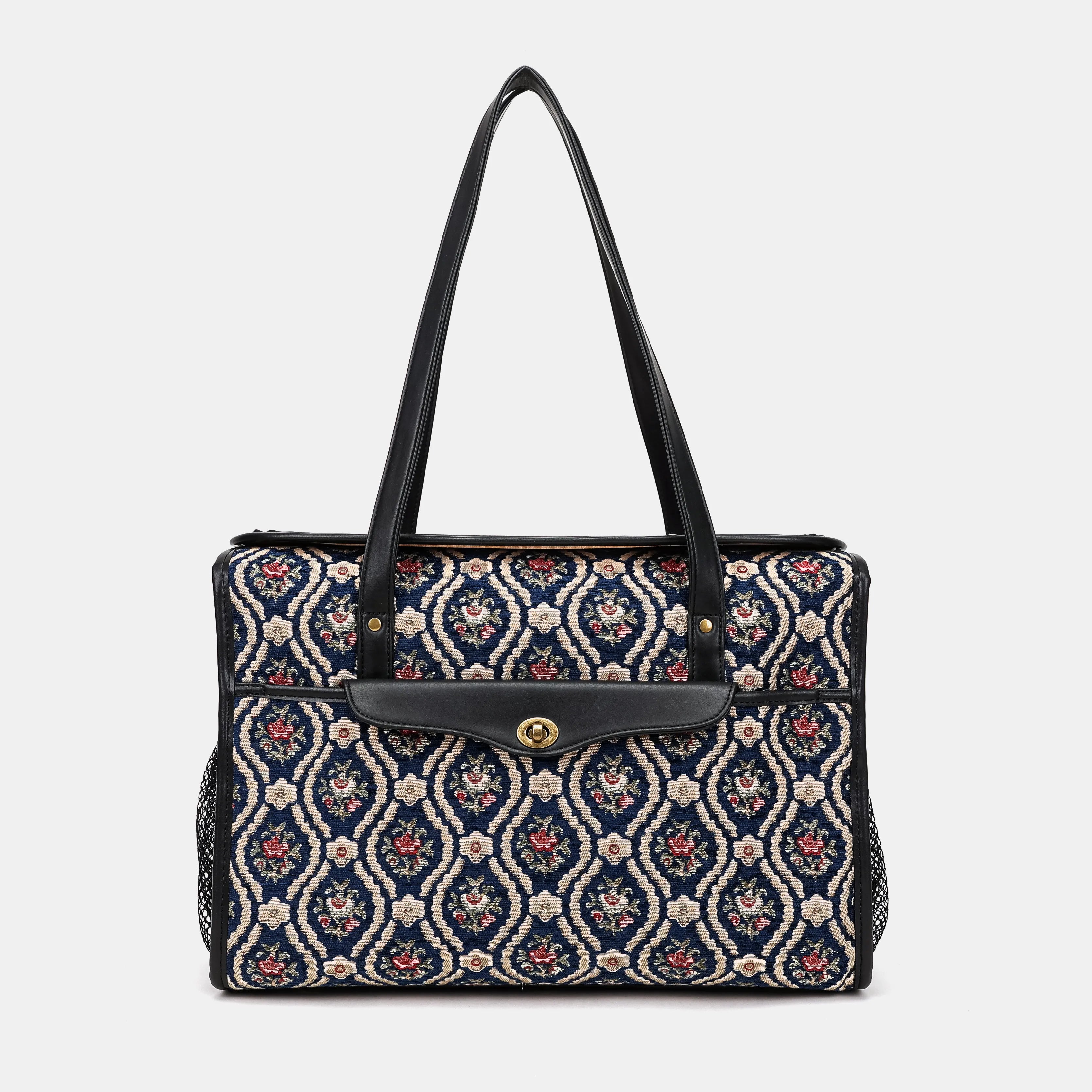 Traditional Blue Vintage Carpet Diaper Bag Carpetbag of America main