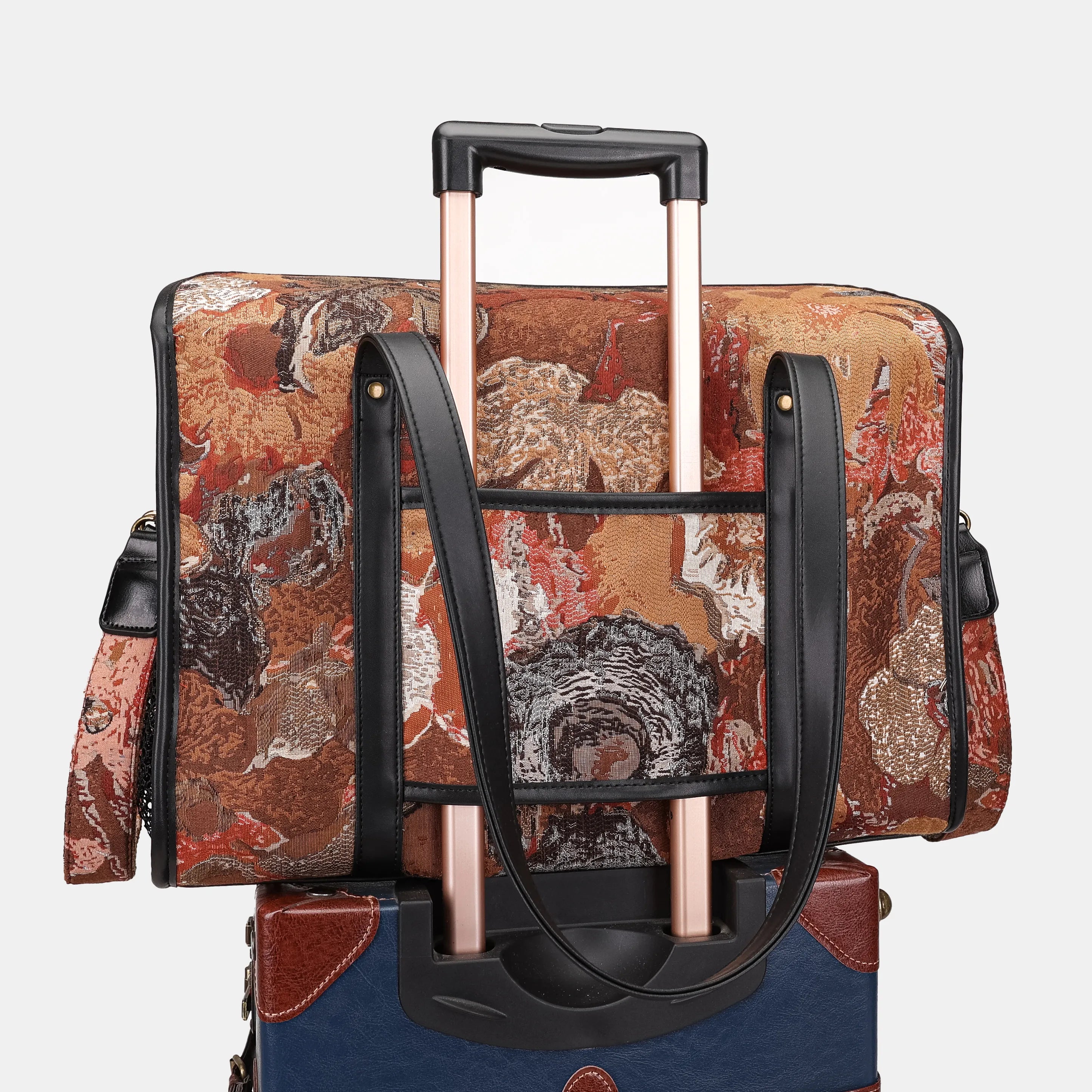 Abstract Brown Vintage Carpet Diaper Bag Carpetbag of America luggage sleeve
