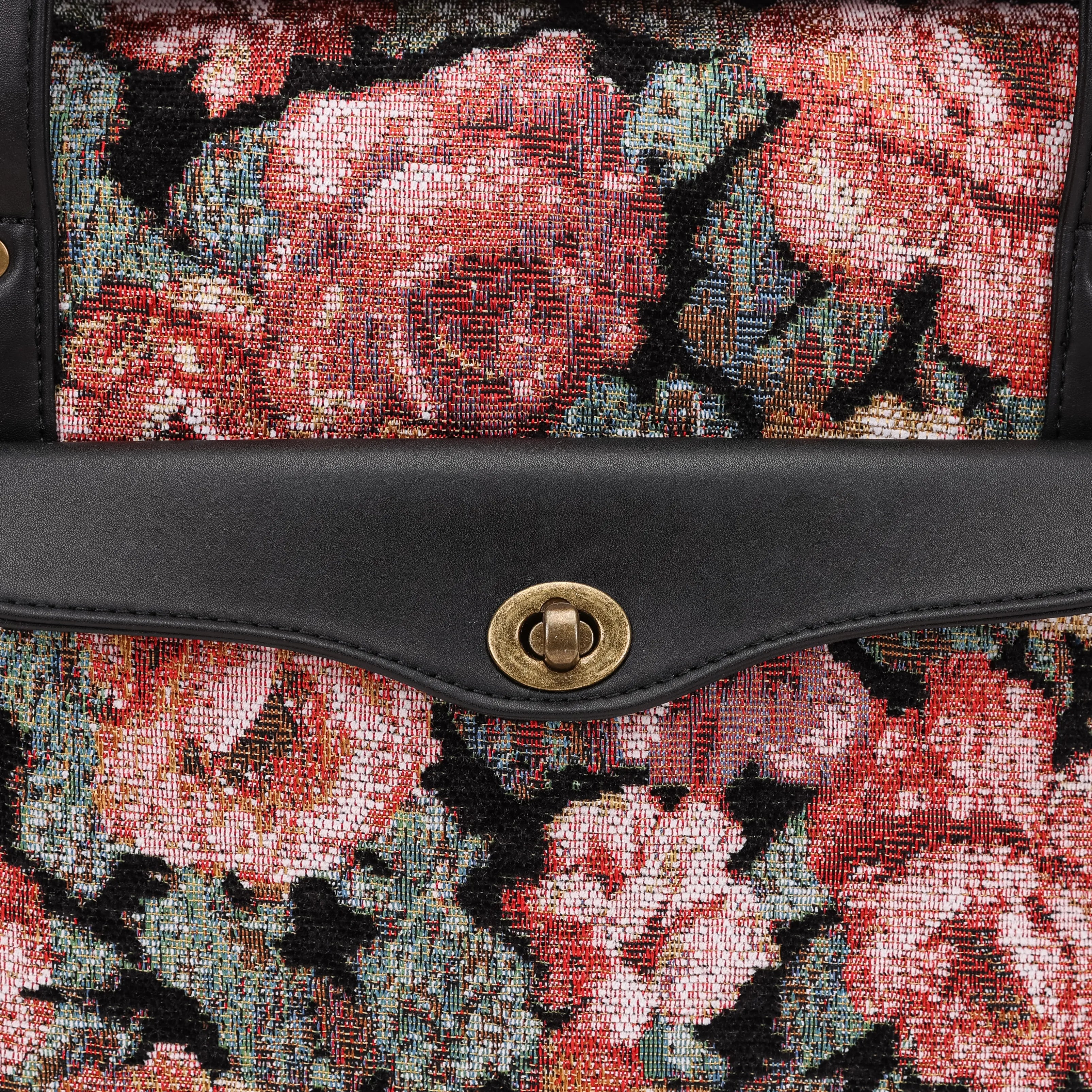 Floral Rose Vintage Carpet Diaper Bag Carpetbag of America closure