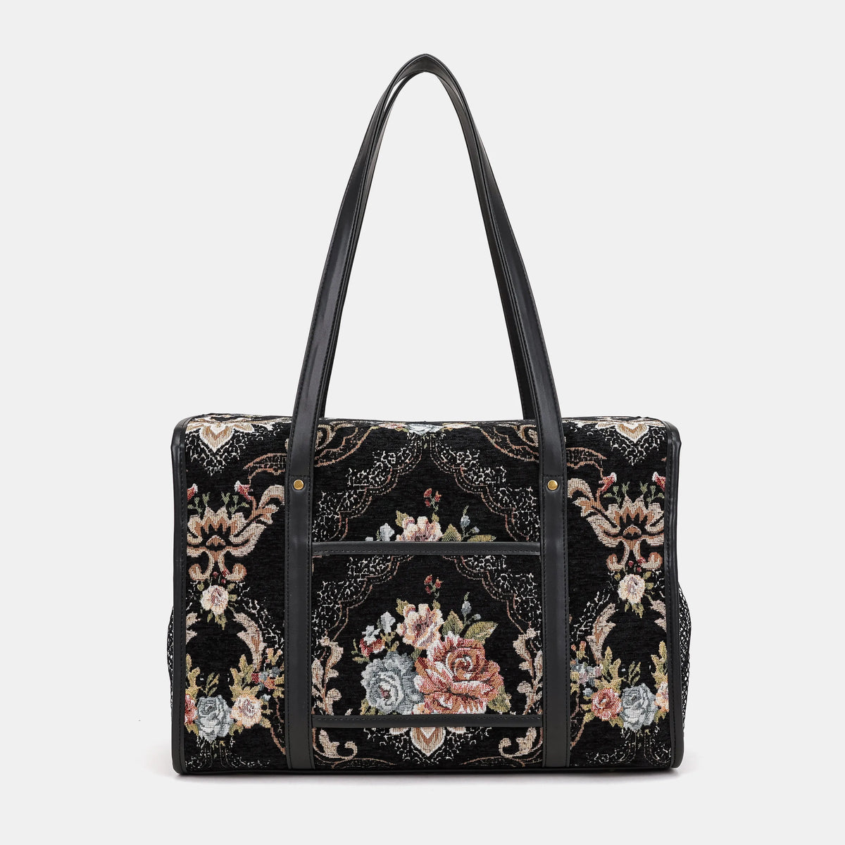 Floral Black Vintage Carpet Diaper Bag Carpetbag of America back