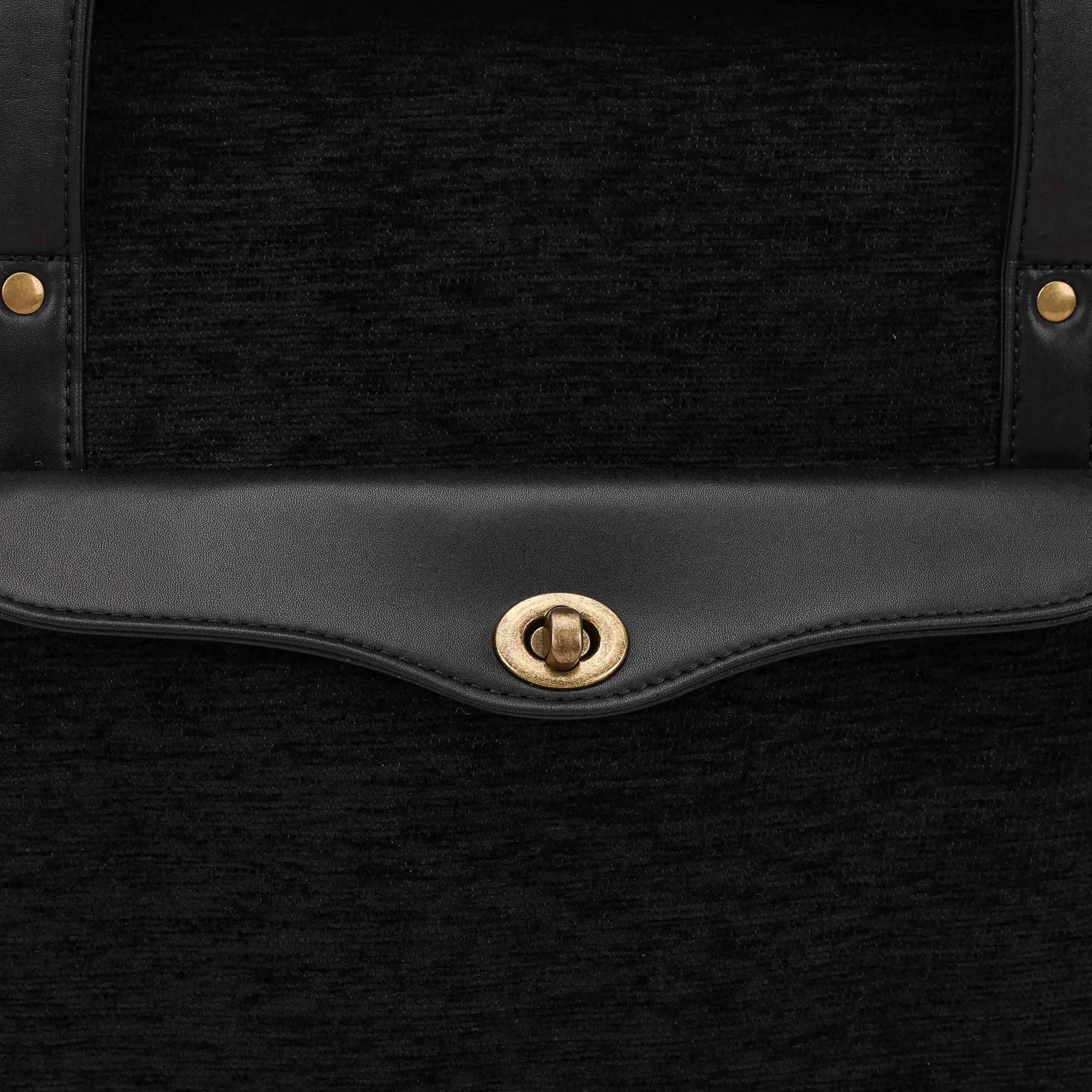 Solid Black Vintage Carpet Diaper Bag Carpetbag of America closure
