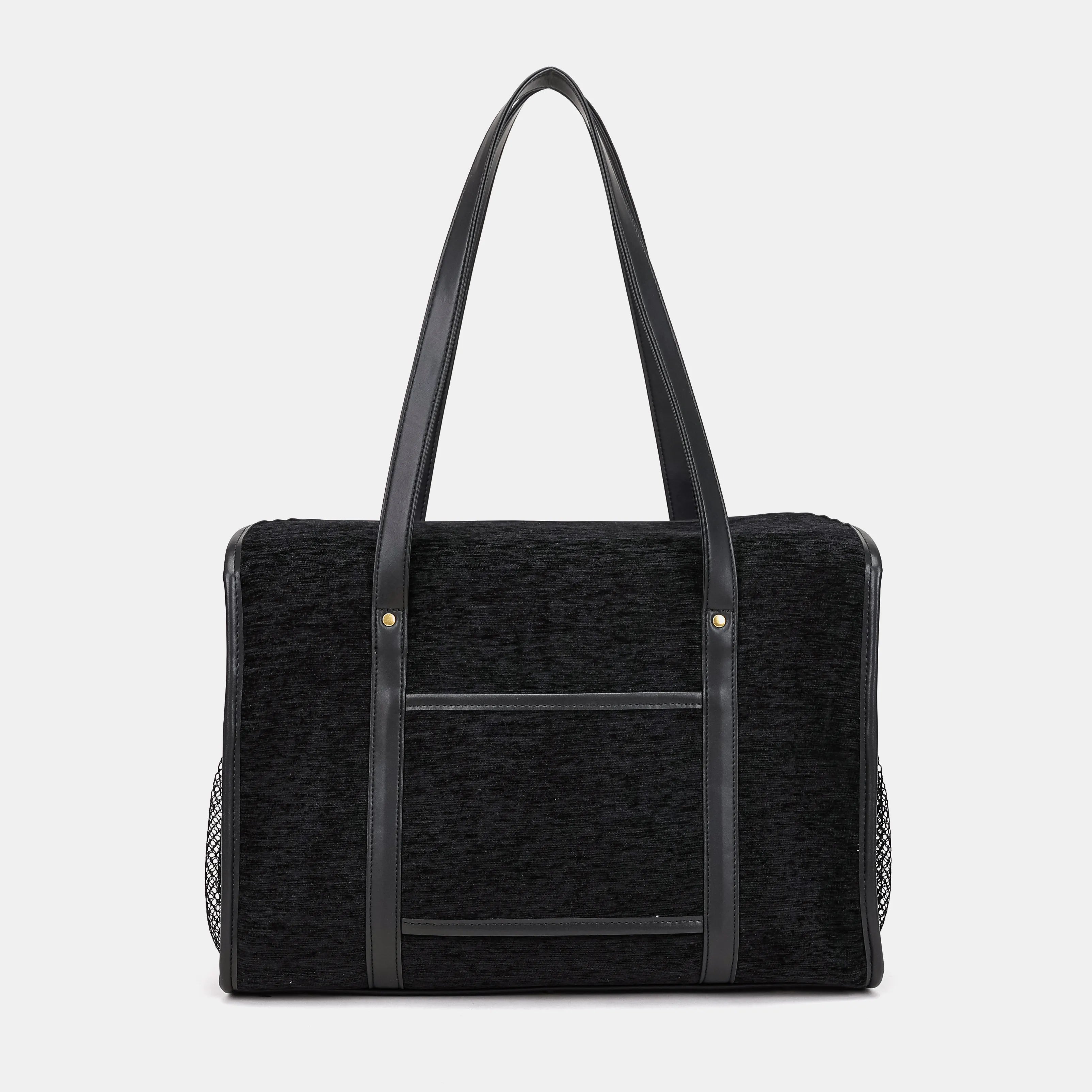 Solid Black Vintage Carpet Diaper Bag Carpetbag of America back