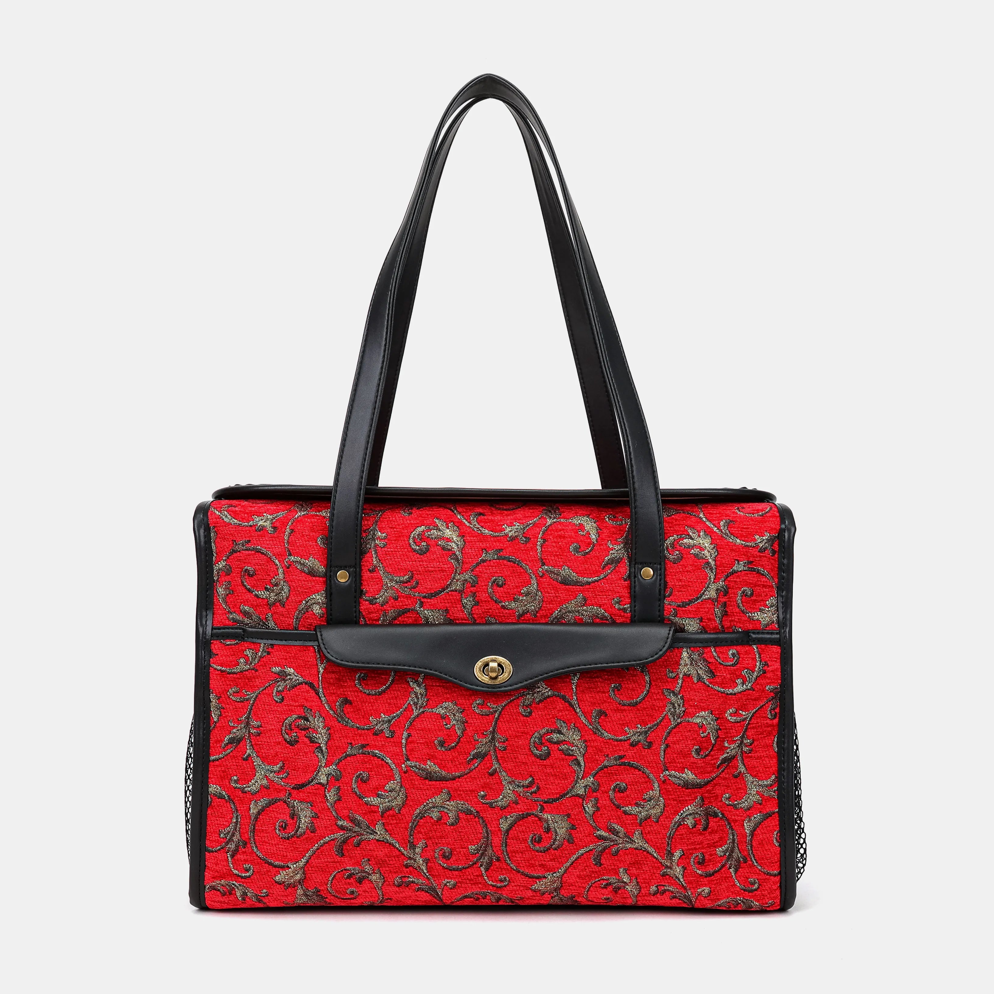 Vintage Scroll Red Vintage Carpet Diaper Bag Carpetbag of America main