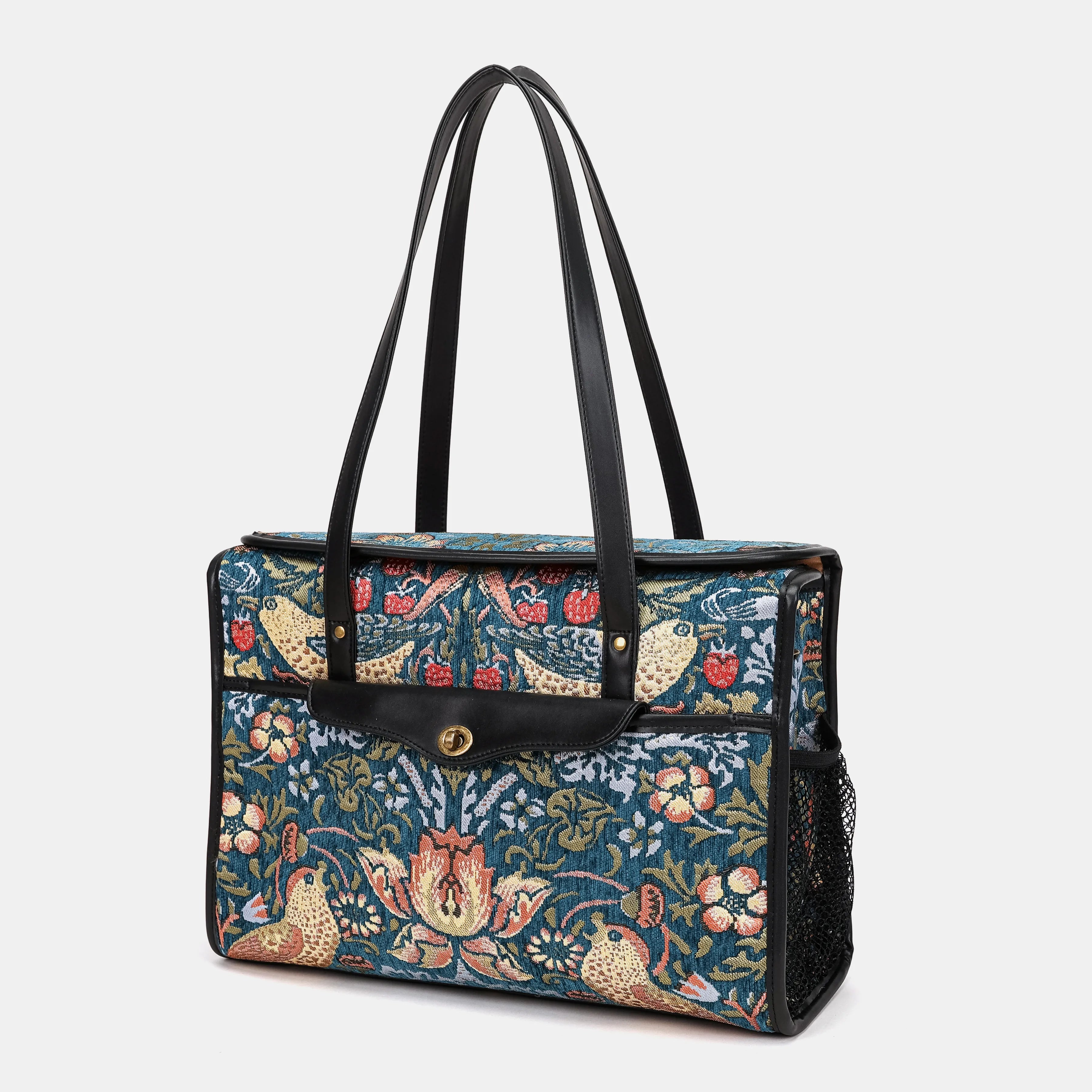 William Morris Strawberry Thief Vintage Carpet Diaper Bag of America front side