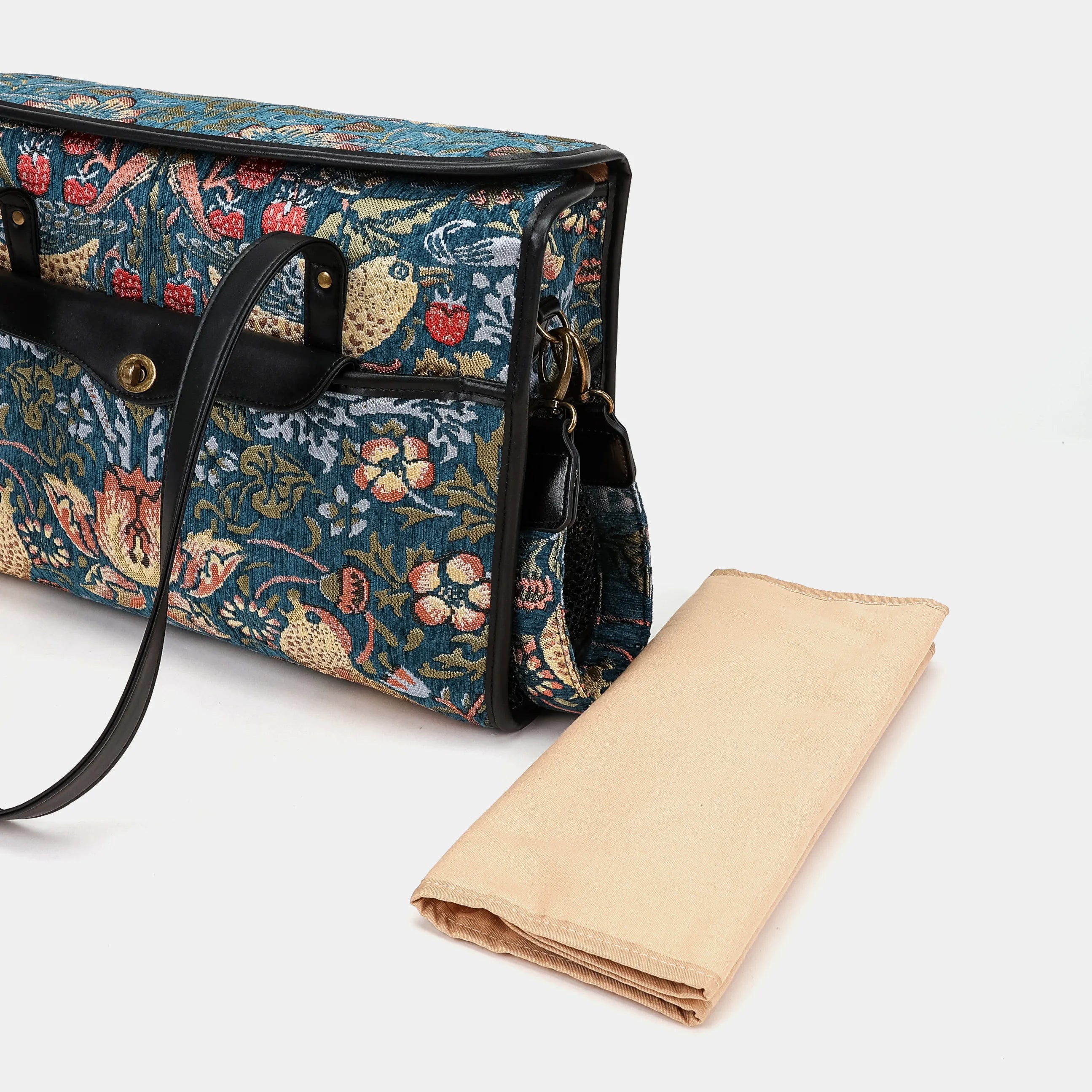 William Morris Strawberry Thief Vintage Carpet Diaper Bag of America changing mat