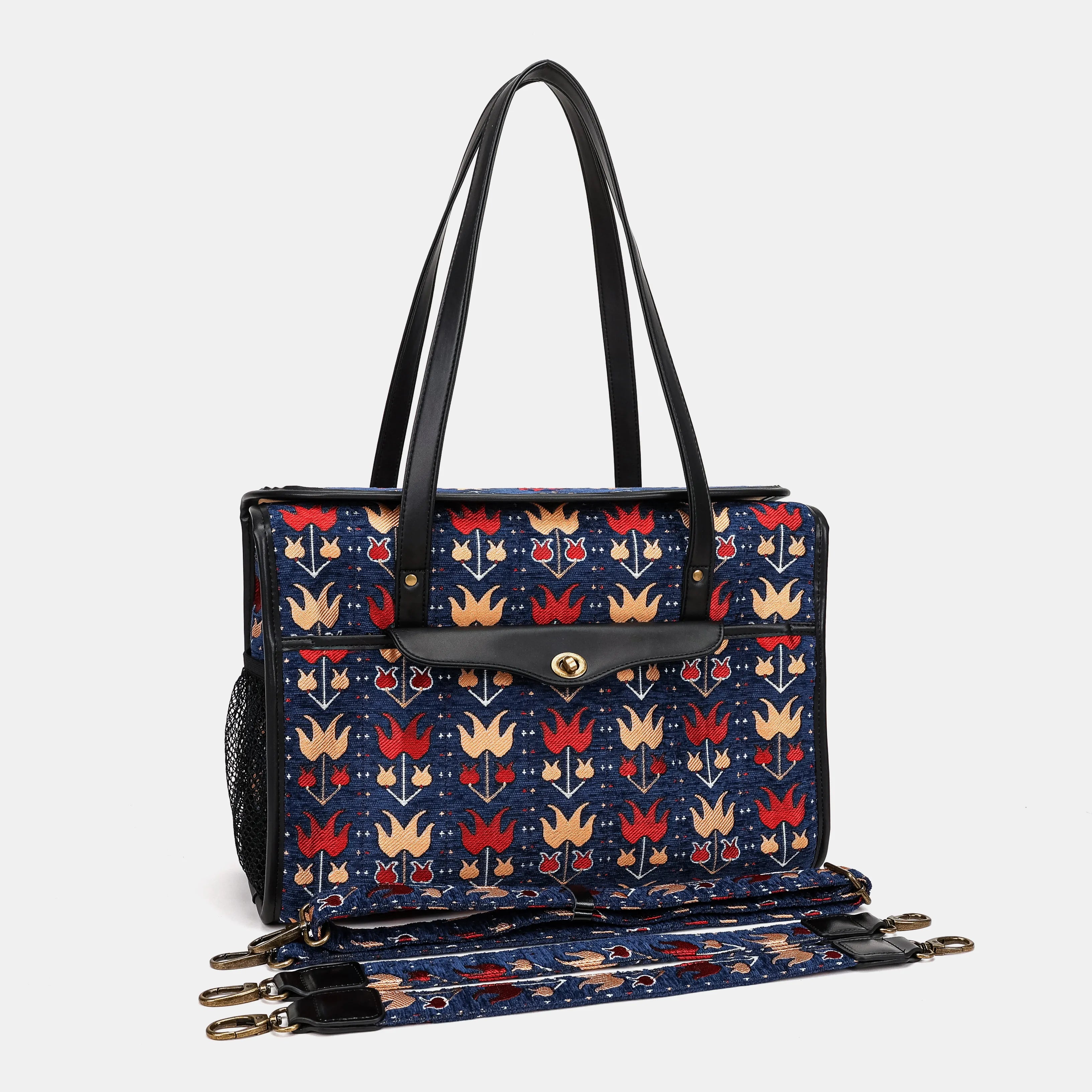 Poppy Bloom Vintage Carpet Diaper Bag Carpetbag of America with straps
