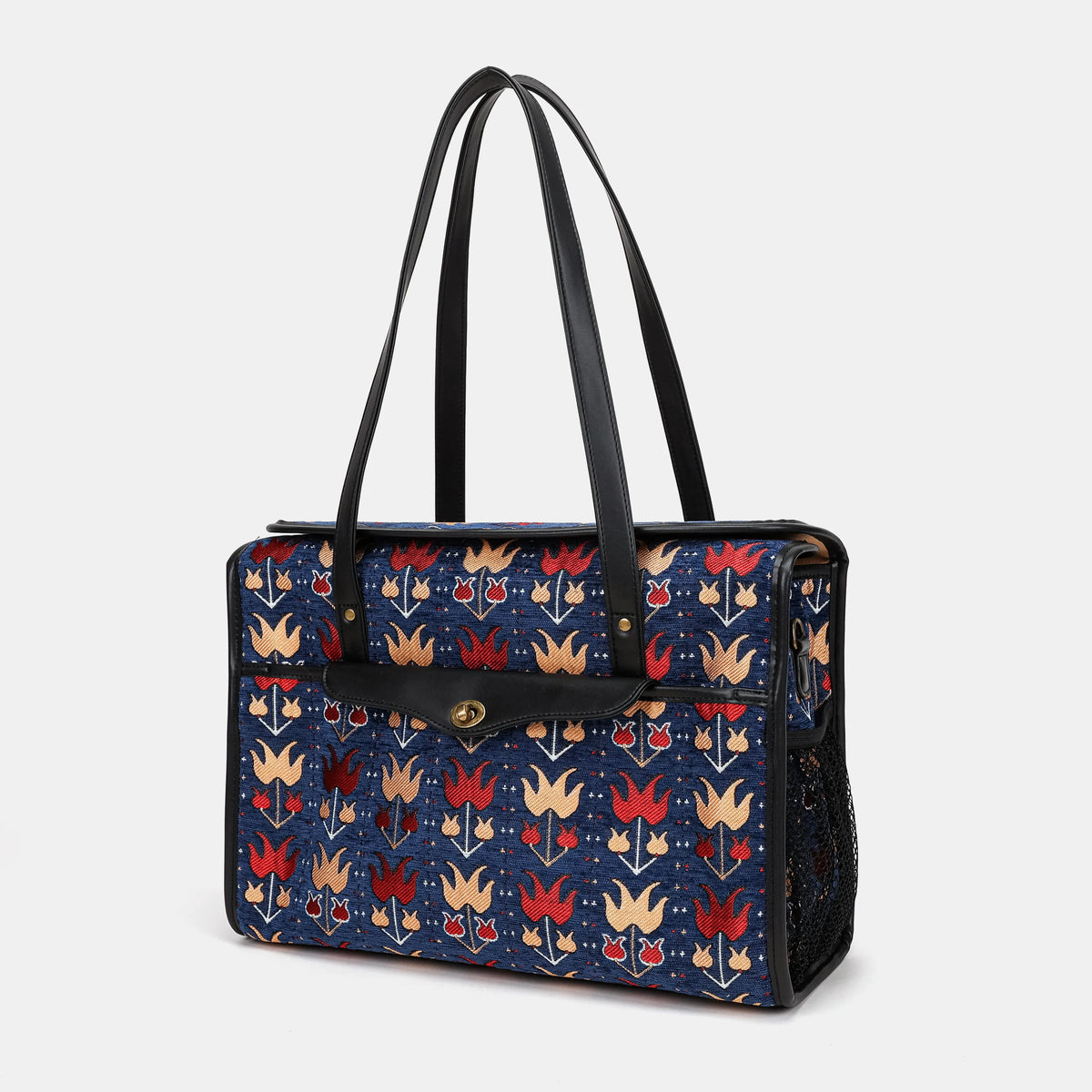 Poppy Bloom Vintage Carpet Diaper Bag Carpetbag of America front side